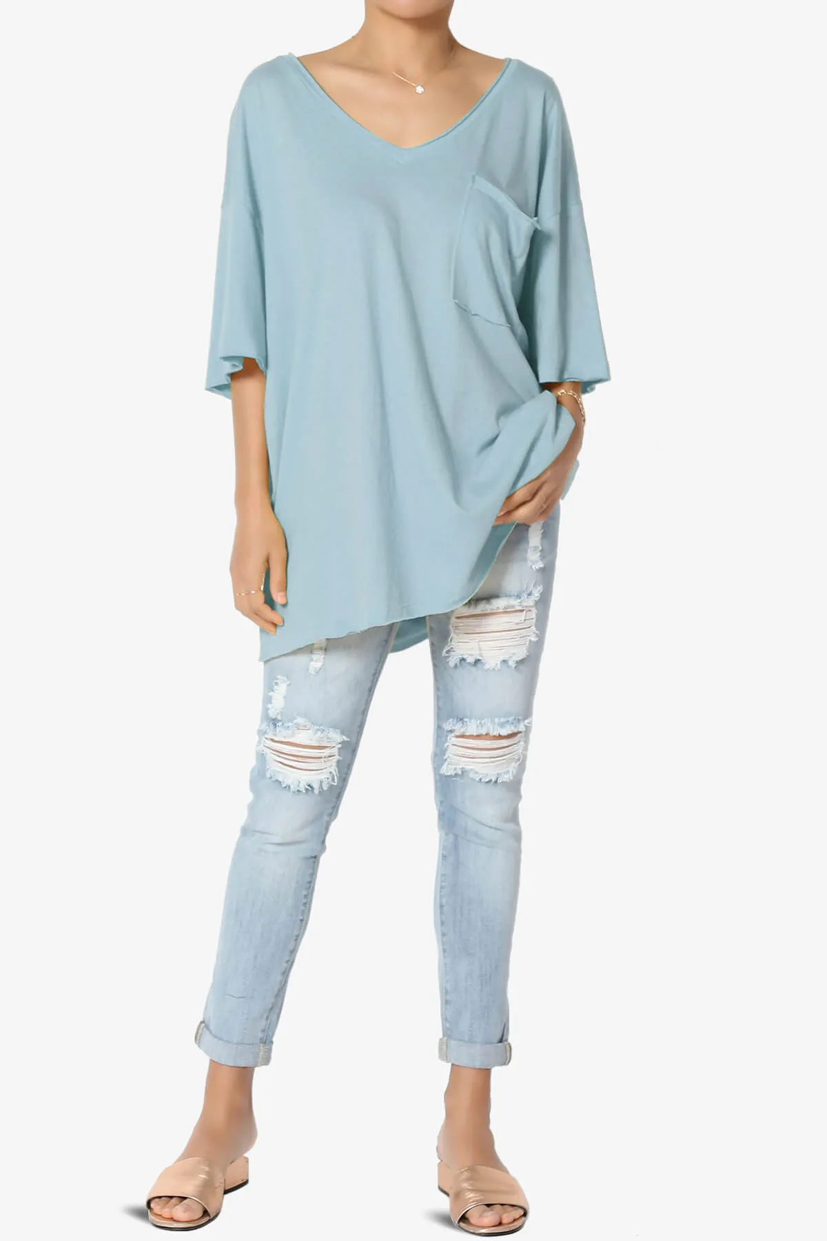 Charlie V Neck Pocket Boyfriend Tee