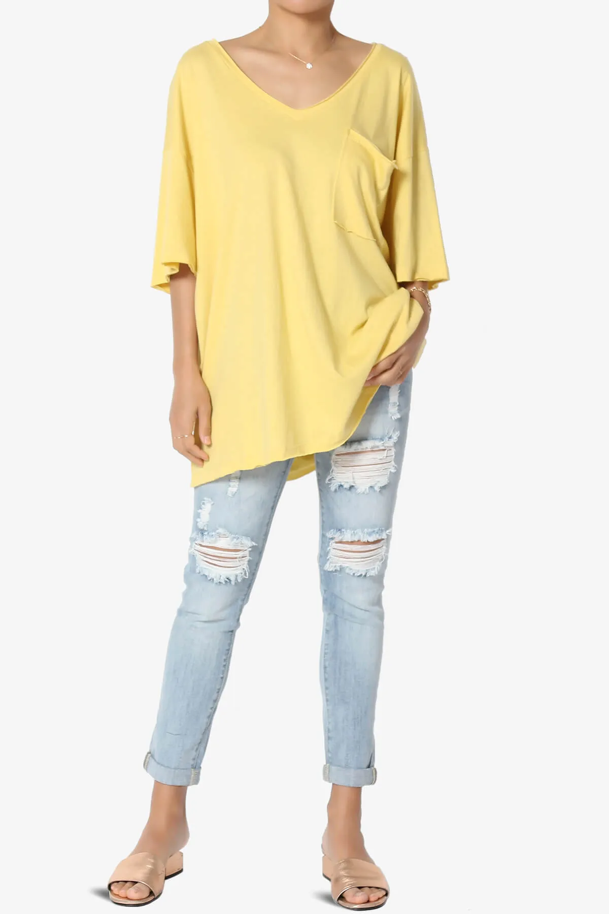 Charlie V Neck Pocket Boyfriend Tee