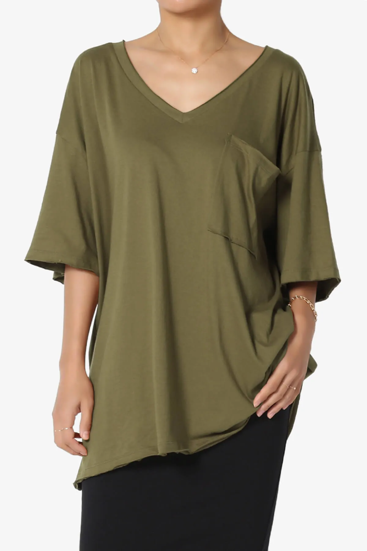 Charlie V Neck Pocket Boyfriend Tee