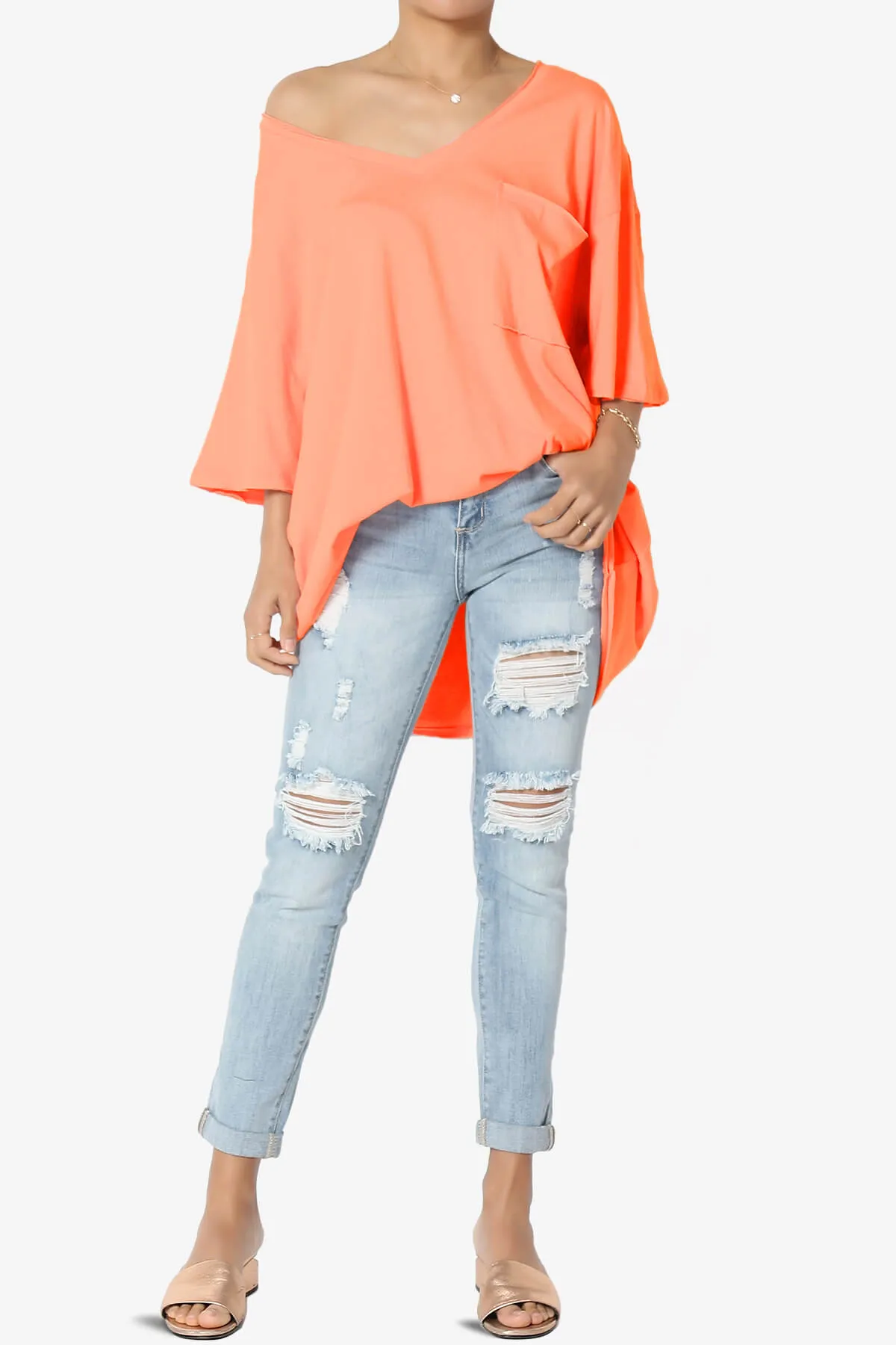 Charlie V Neck Pocket Boyfriend Tee