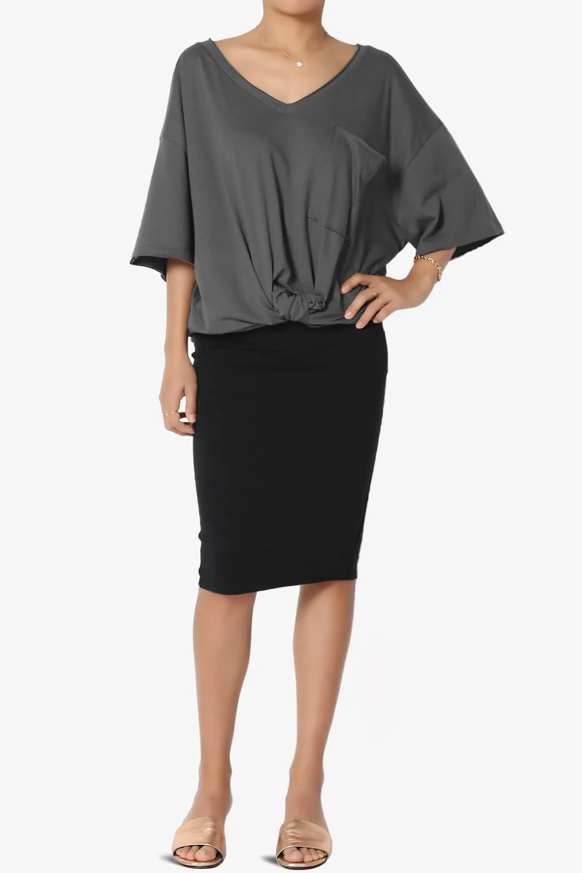 Charlie V Neck Pocket Boyfriend Tee
