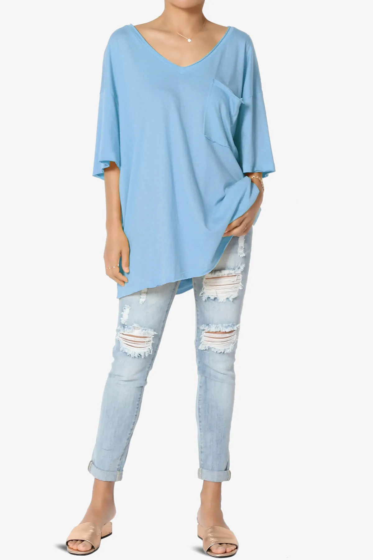 Charlie V Neck Pocket Boyfriend Tee