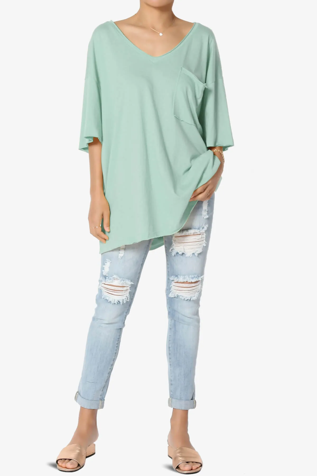 Charlie V Neck Pocket Boyfriend Tee