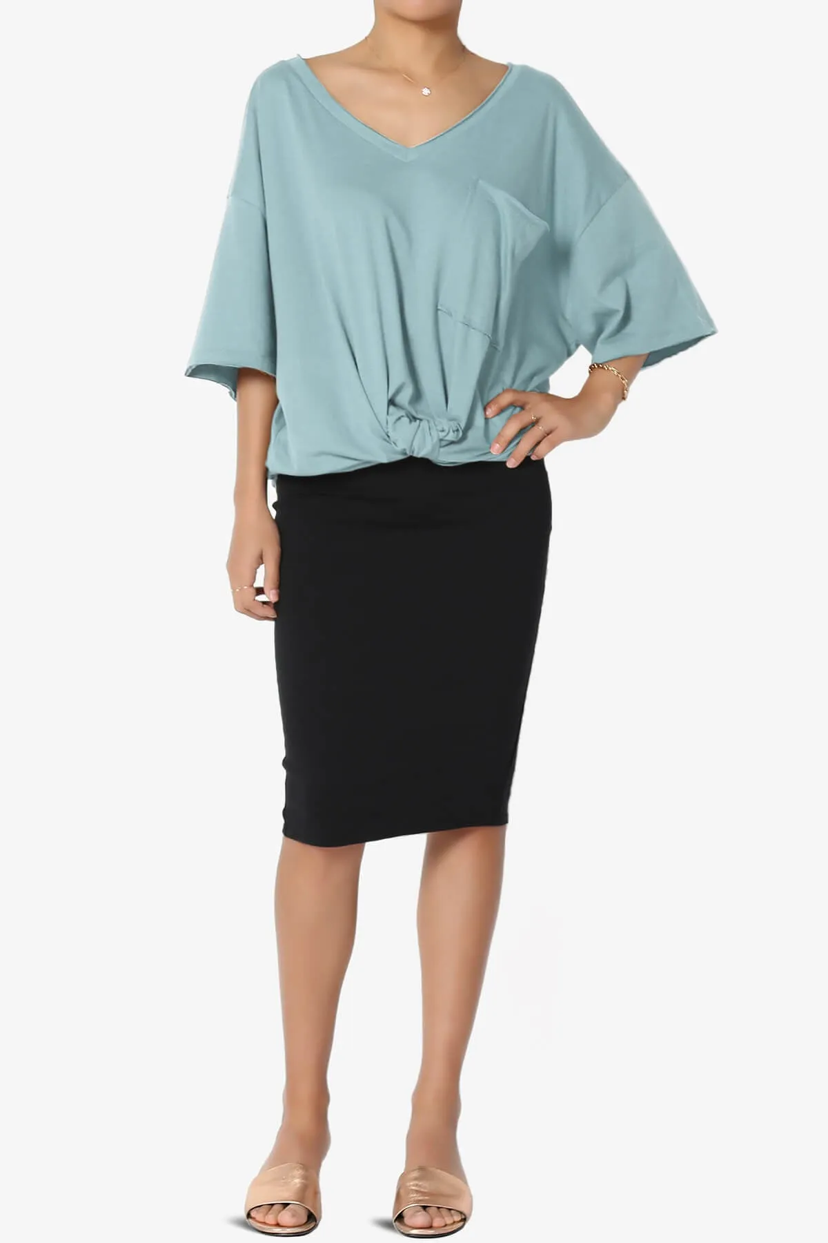 Charlie V Neck Pocket Boyfriend Tee
