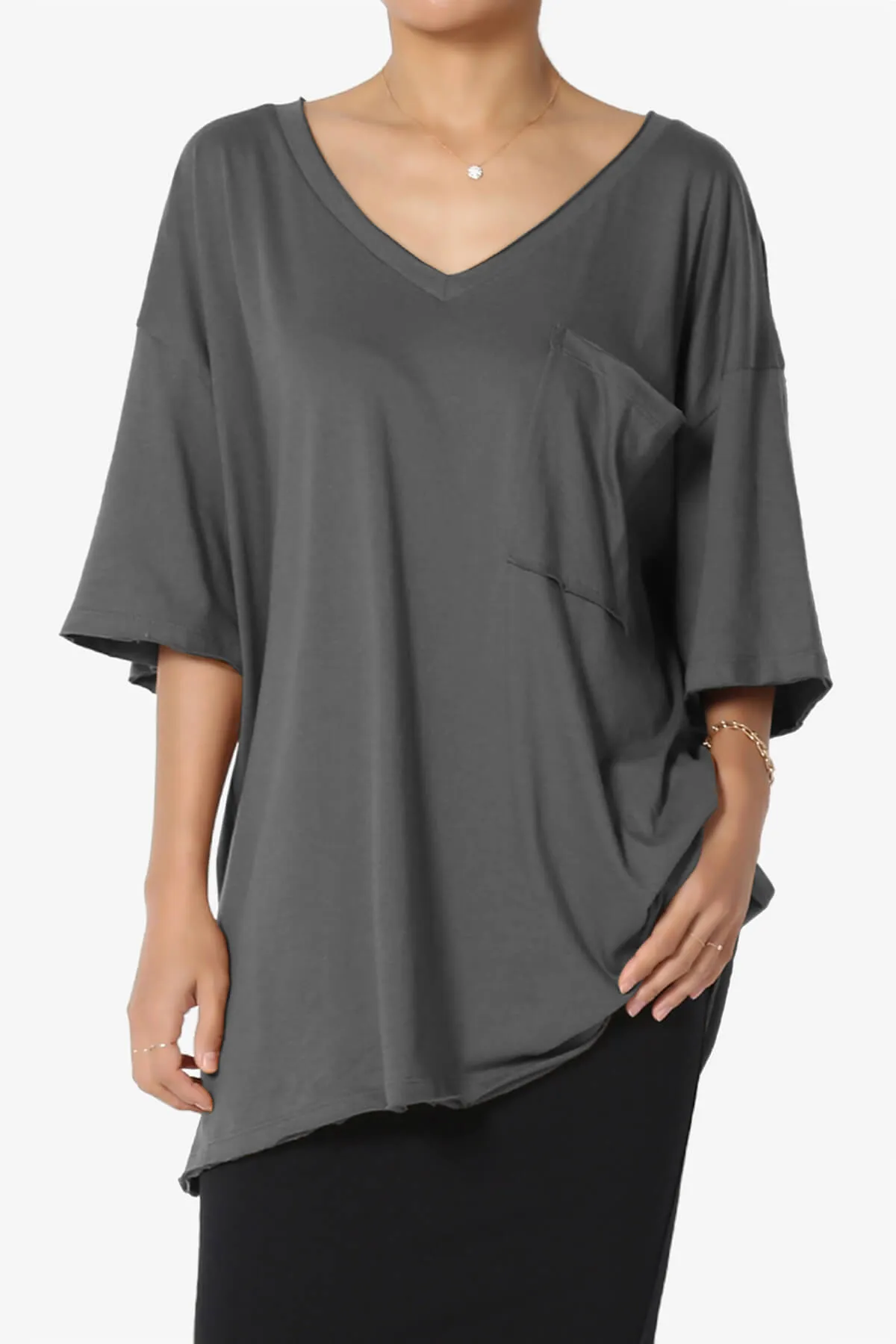 Charlie V Neck Pocket Boyfriend Tee