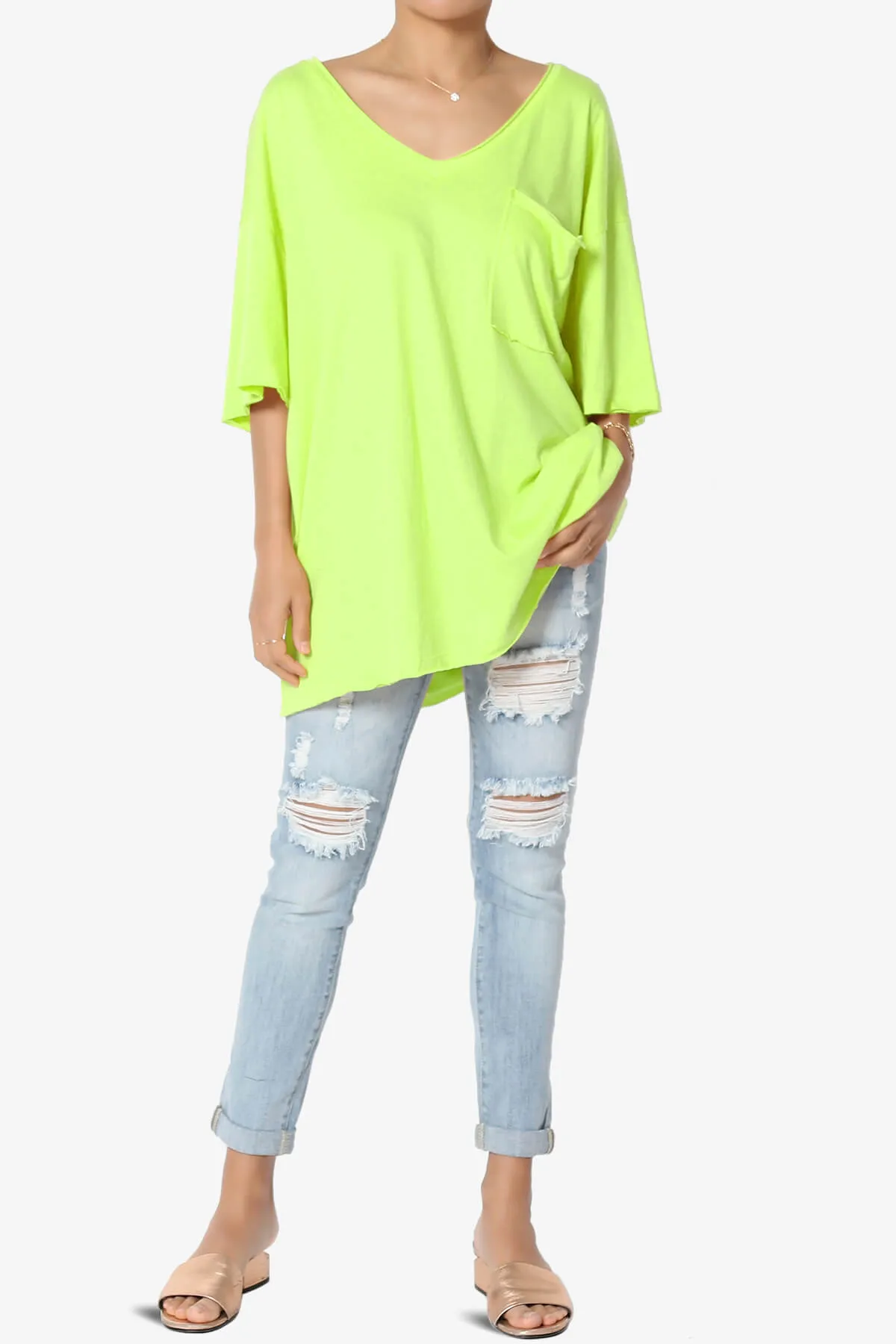 Charlie V Neck Pocket Boyfriend Tee