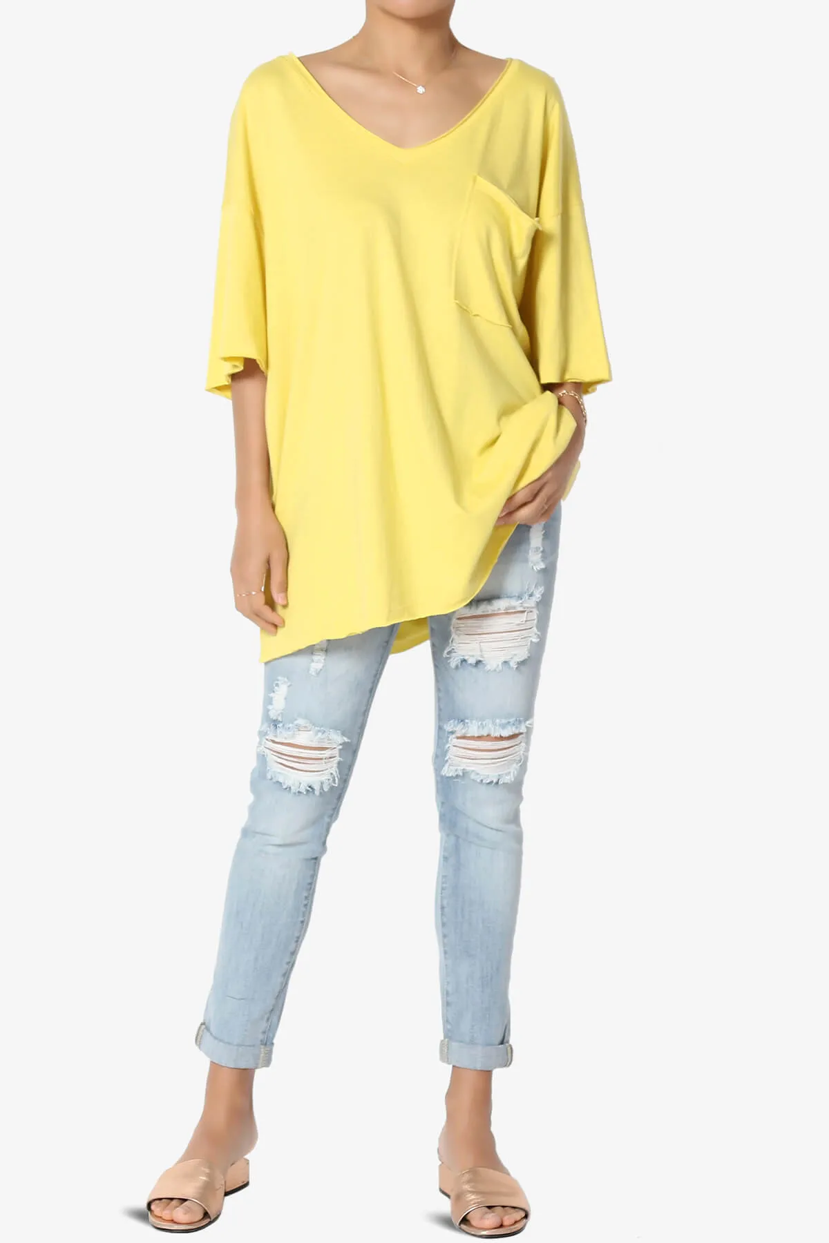 Charlie V Neck Pocket Boyfriend Tee