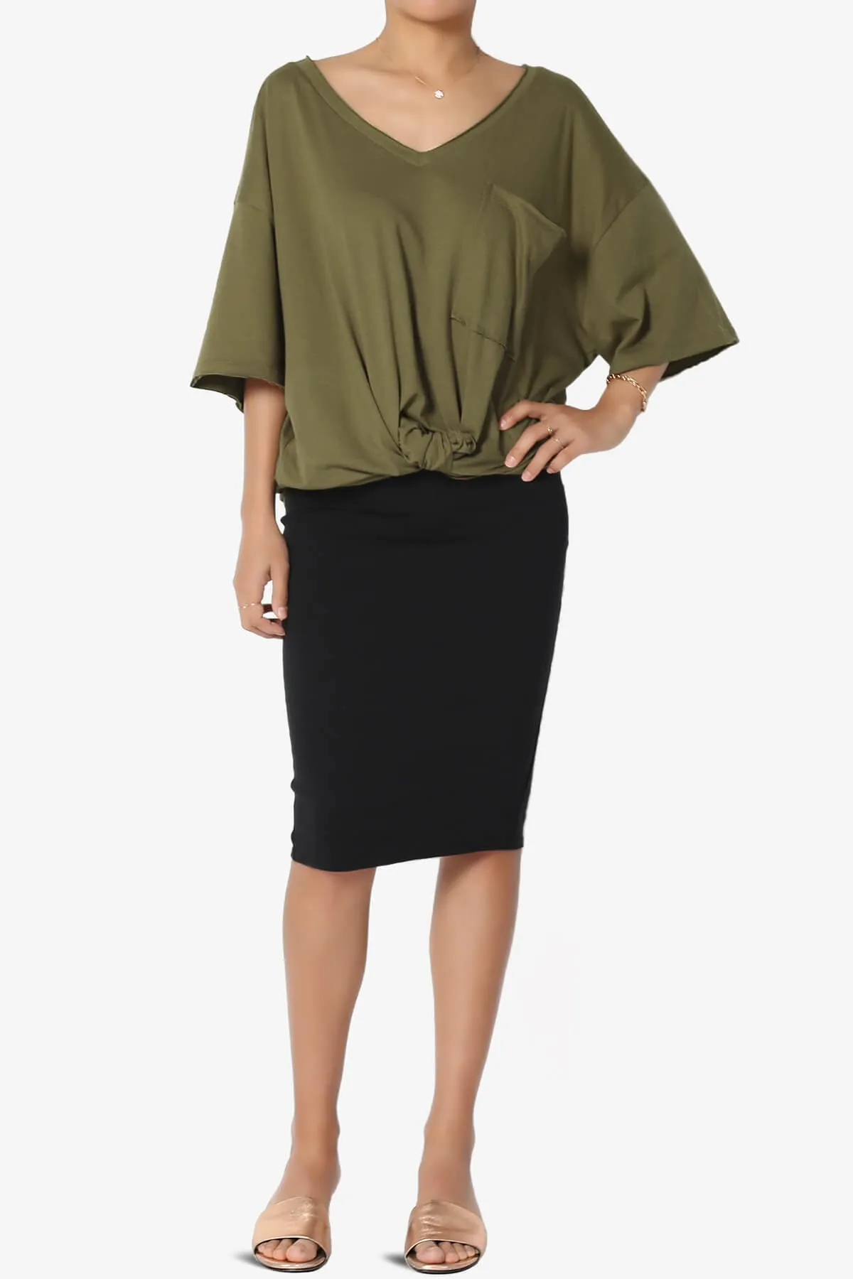 Charlie V Neck Pocket Boyfriend Tee
