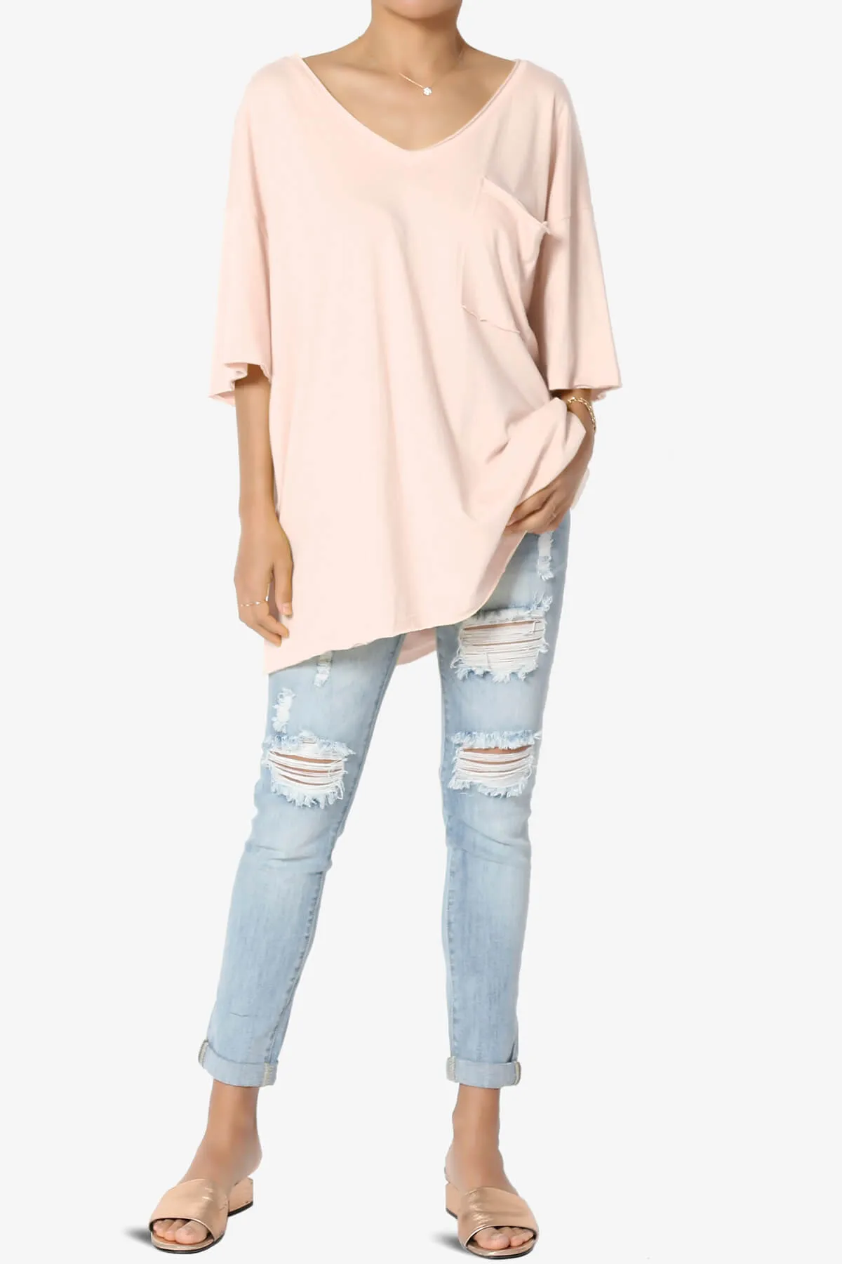 Charlie V Neck Pocket Boyfriend Tee