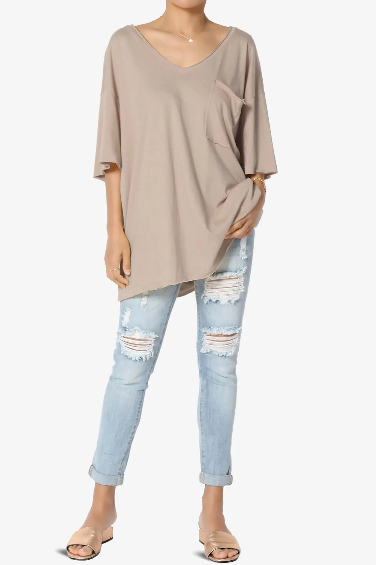 Charlie V Neck Pocket Boyfriend Tee