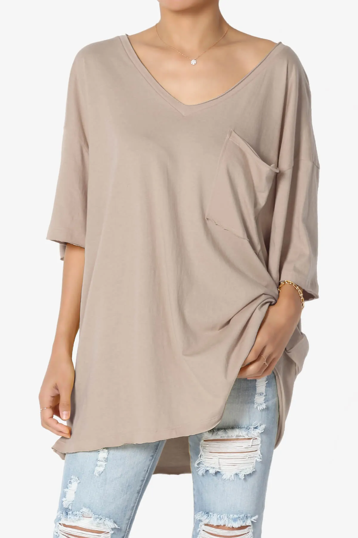 Charlie V Neck Pocket Boyfriend Tee