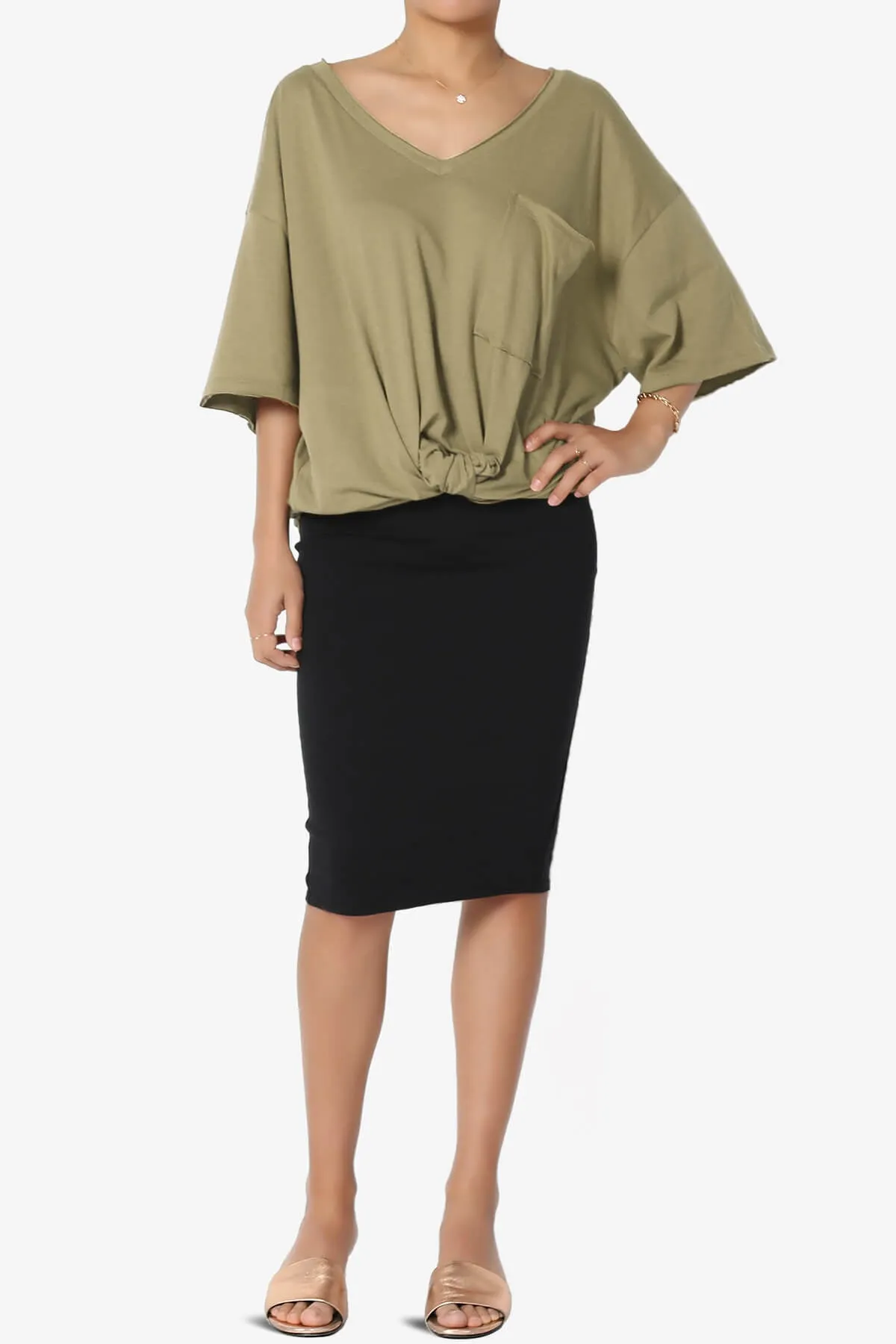 Charlie V Neck Pocket Boyfriend Tee