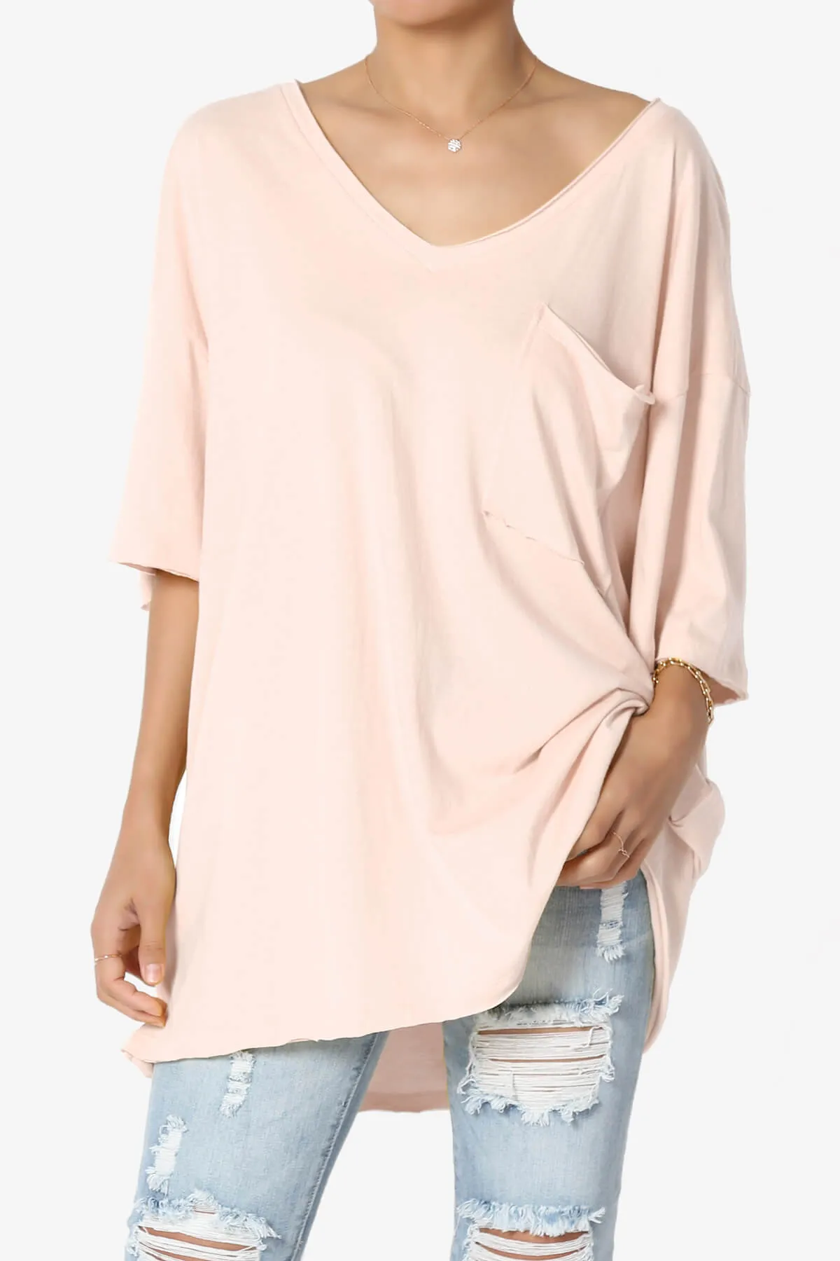 Charlie V Neck Pocket Boyfriend Tee