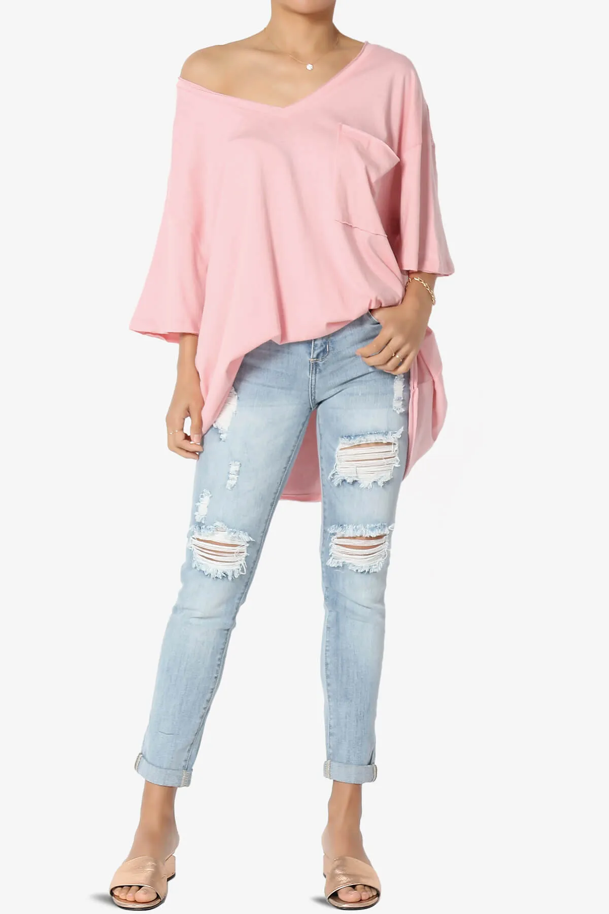 Charlie V Neck Pocket Boyfriend Tee