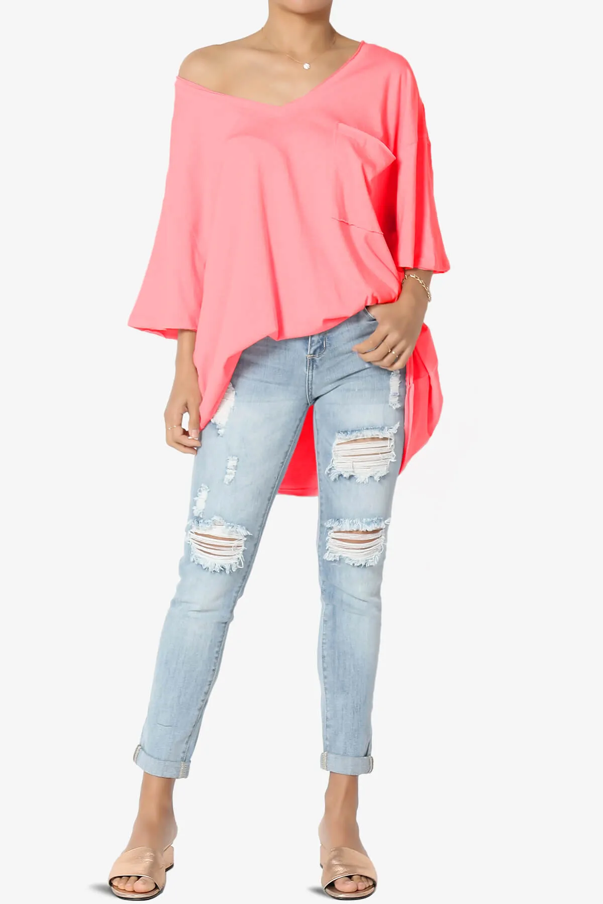 Charlie V Neck Pocket Boyfriend Tee
