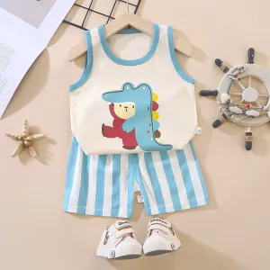 Children's Pure Cotton Cartoon Printed Vest Set
