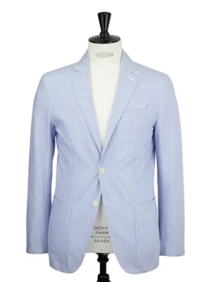 Corneliani ID Light Blue Cotton Pinstripe Unconstructed Jacket