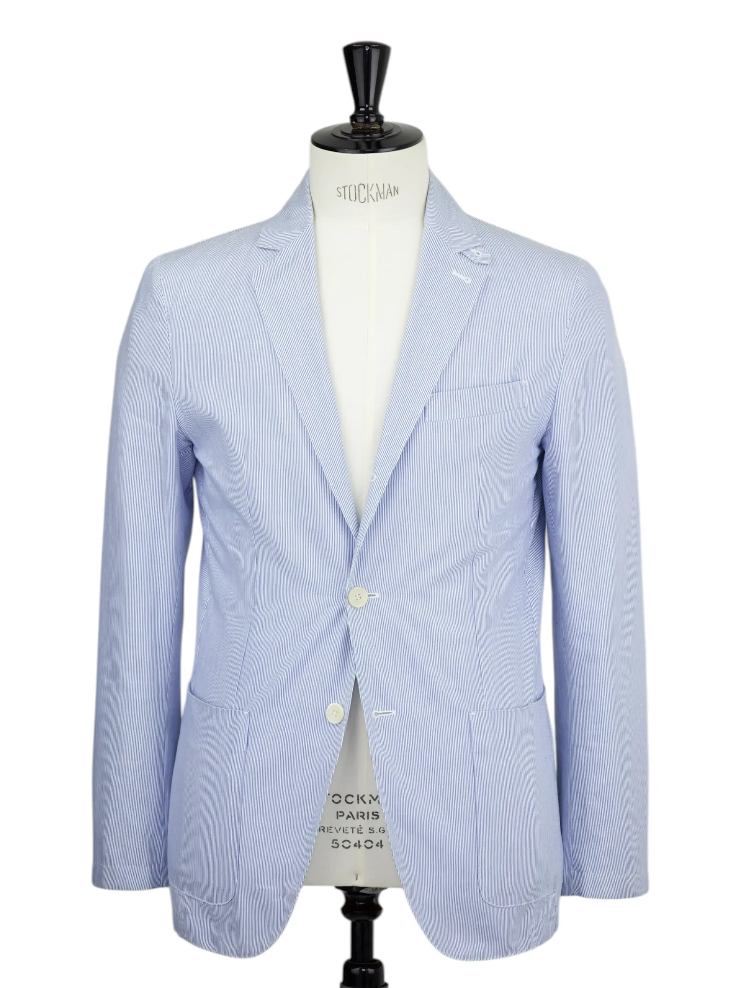 Corneliani ID Light Blue Cotton Pinstripe Unconstructed Jacket