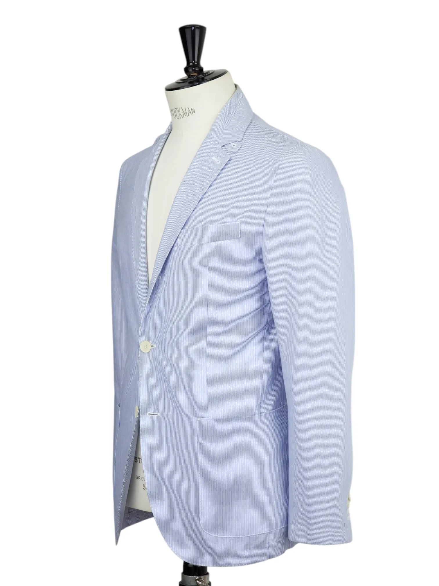 Corneliani ID Light Blue Cotton Pinstripe Unconstructed Jacket