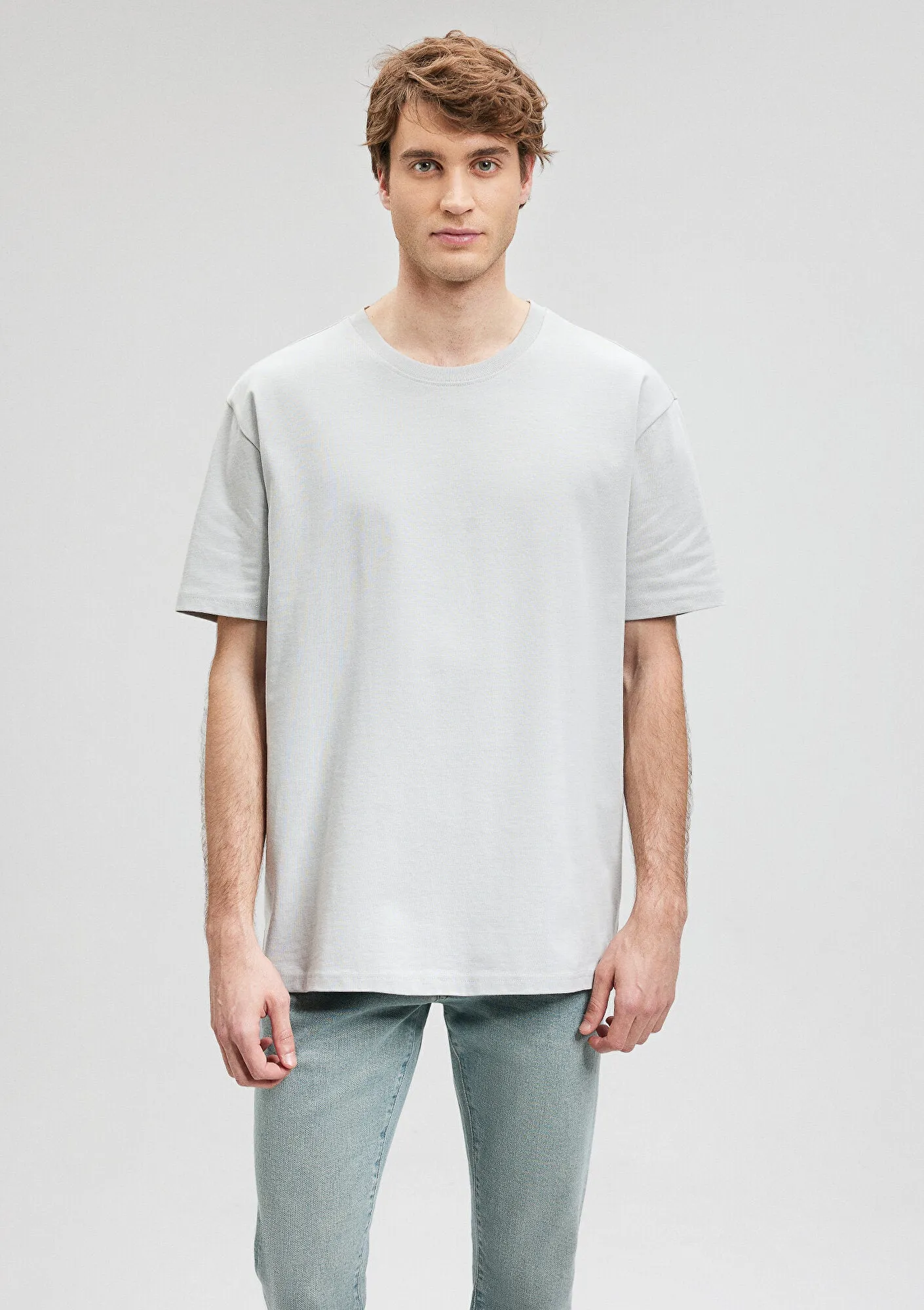 Crew Neck Beige Basic T-Shirt