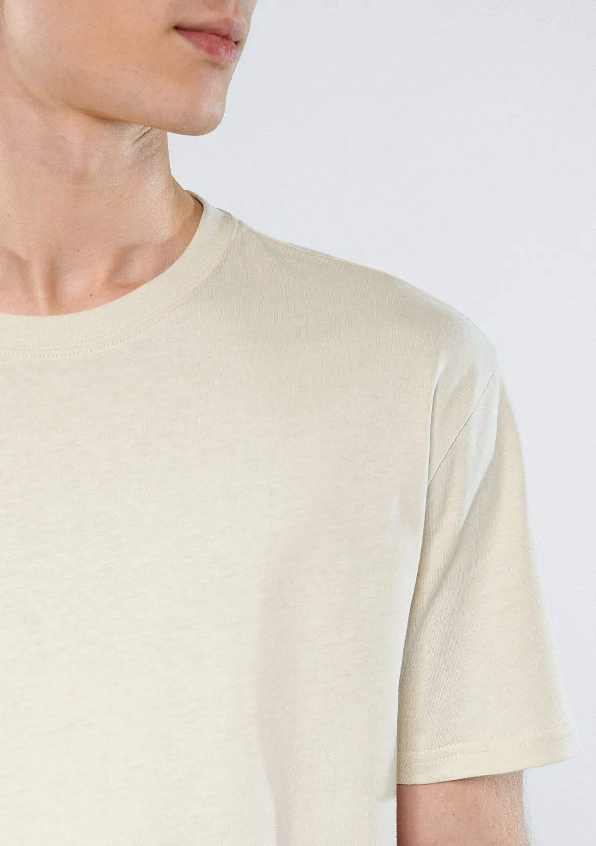 Crew Neck Beige Basic T-Shirt