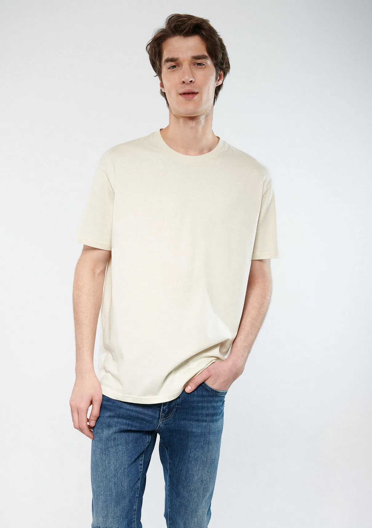Crew Neck Beige Basic T-Shirt