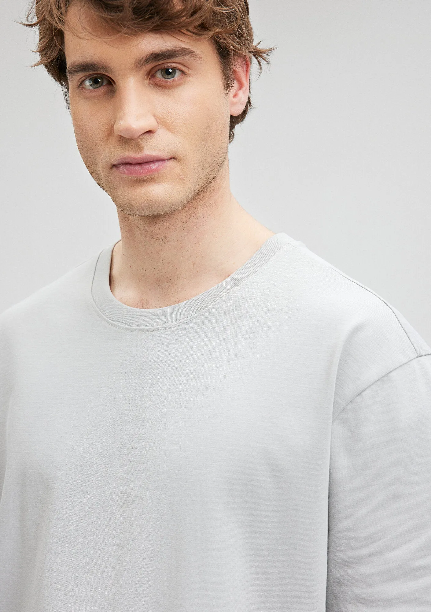 Crew Neck Beige Basic T-Shirt