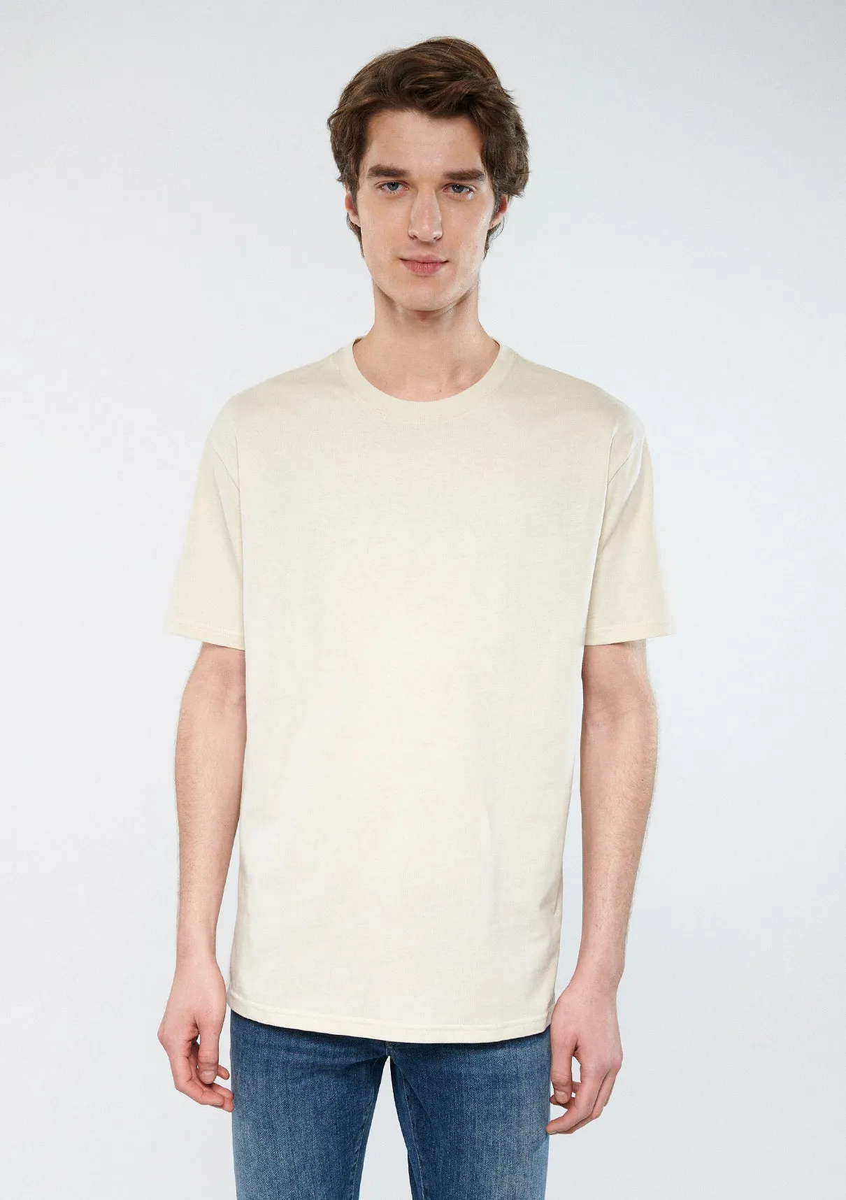 Crew Neck Beige Basic T-Shirt