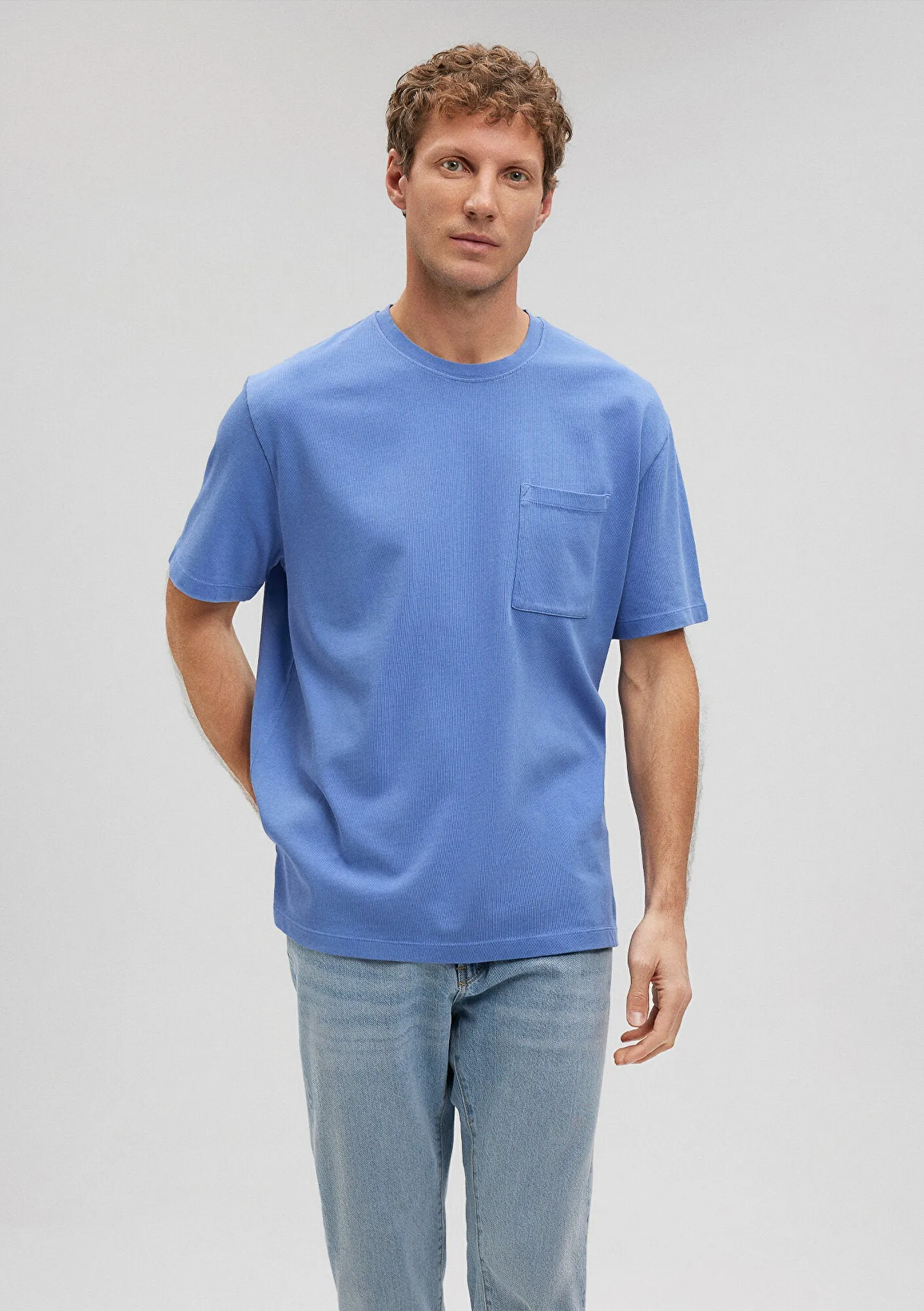 Crew Neck Blue Basic T-Shirt