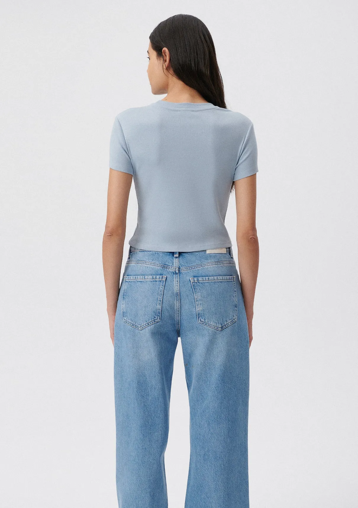 Crew Neck Blue Basic T-Shirt