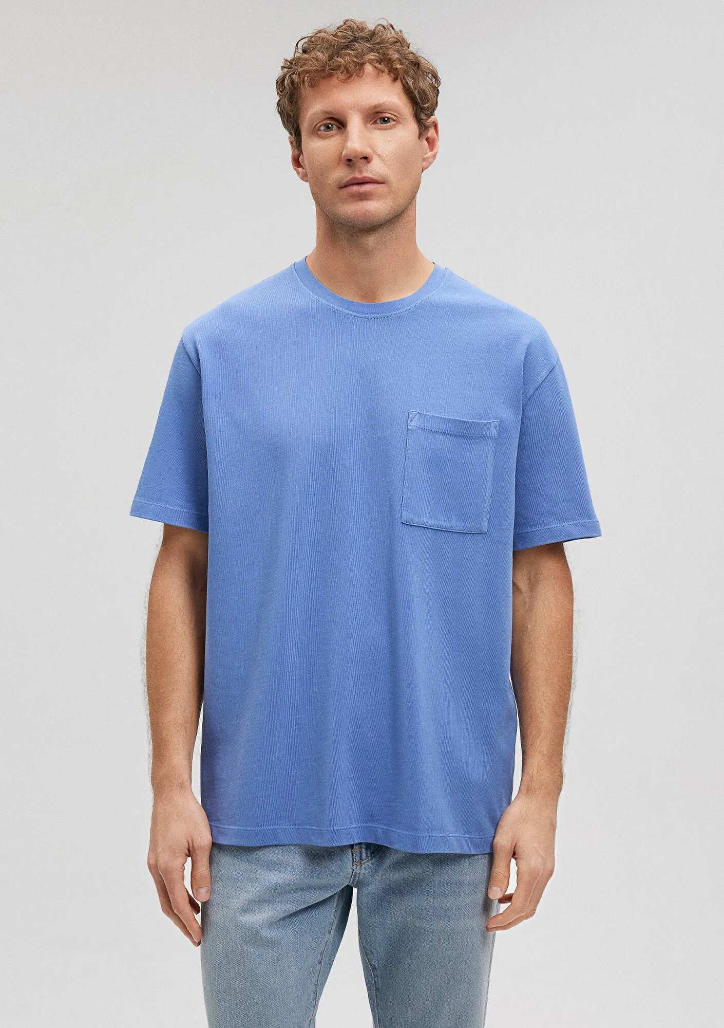 Crew Neck Blue Basic T-Shirt