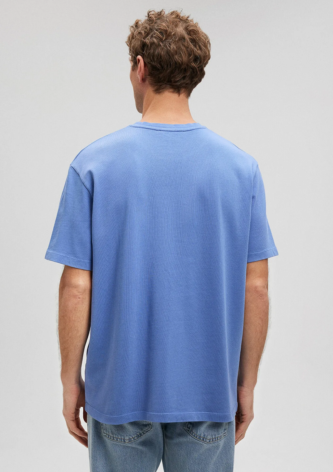Crew Neck Blue Basic T-Shirt