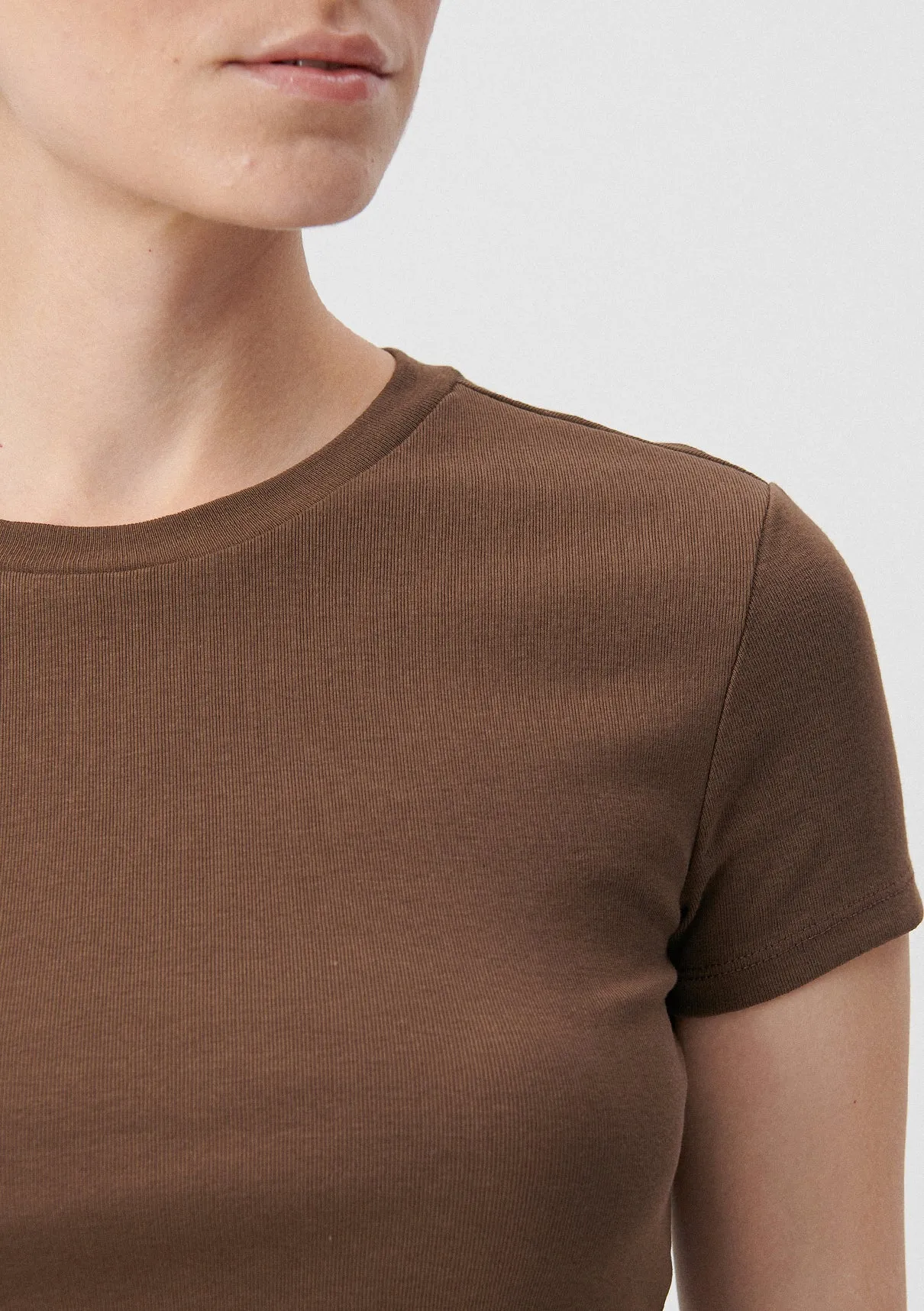 Crew Neck Brown Basic T-Shirt