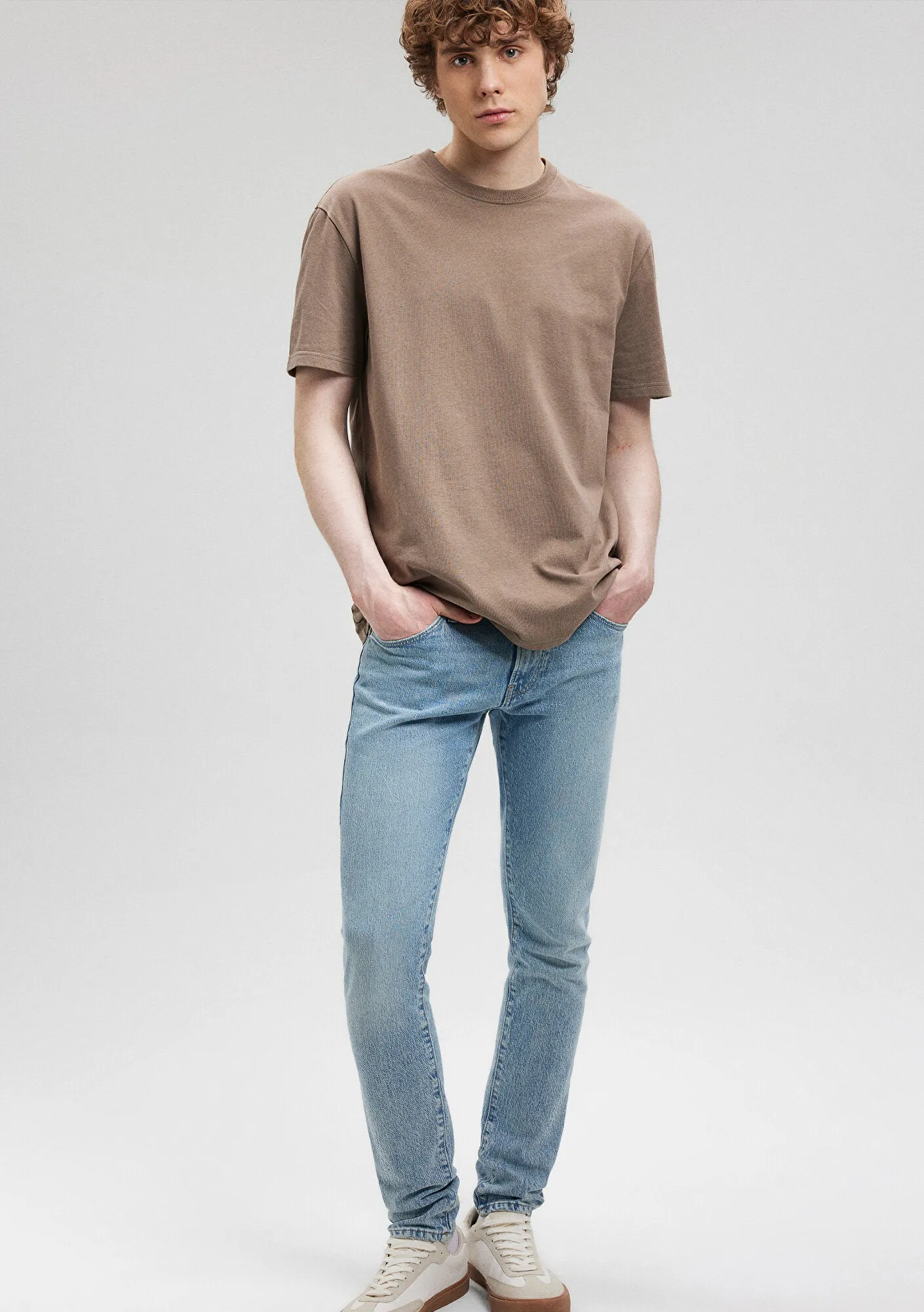 Crew Neck Brown Basic T-Shirt