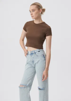 Crew Neck Brown Basic T-Shirt