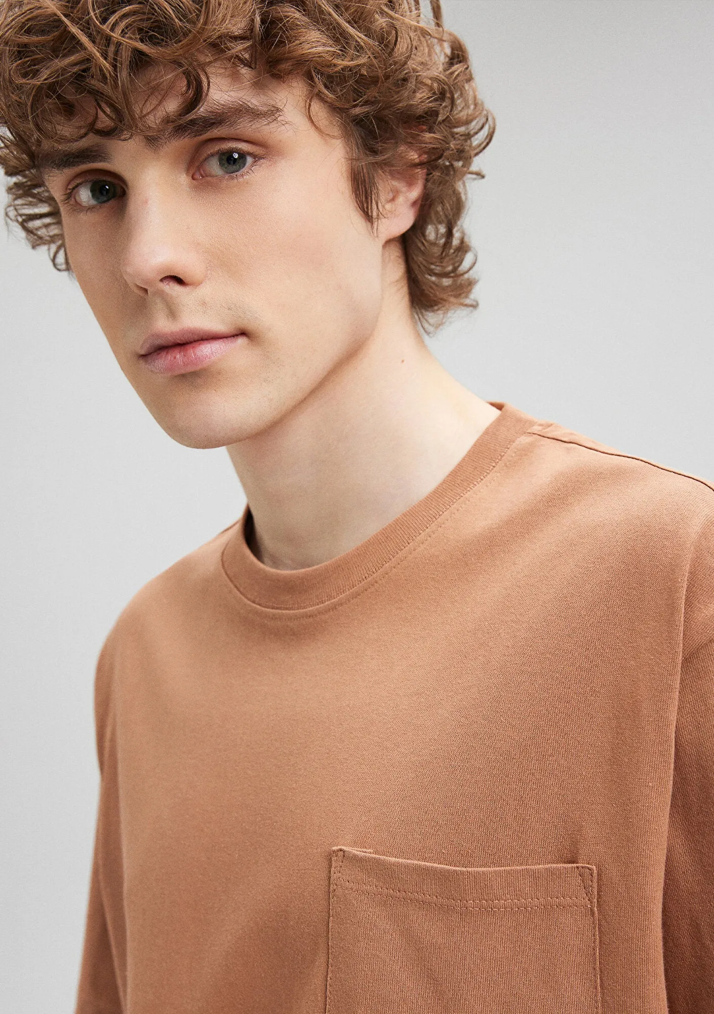 Crew Neck Brown Basic T-Shirt