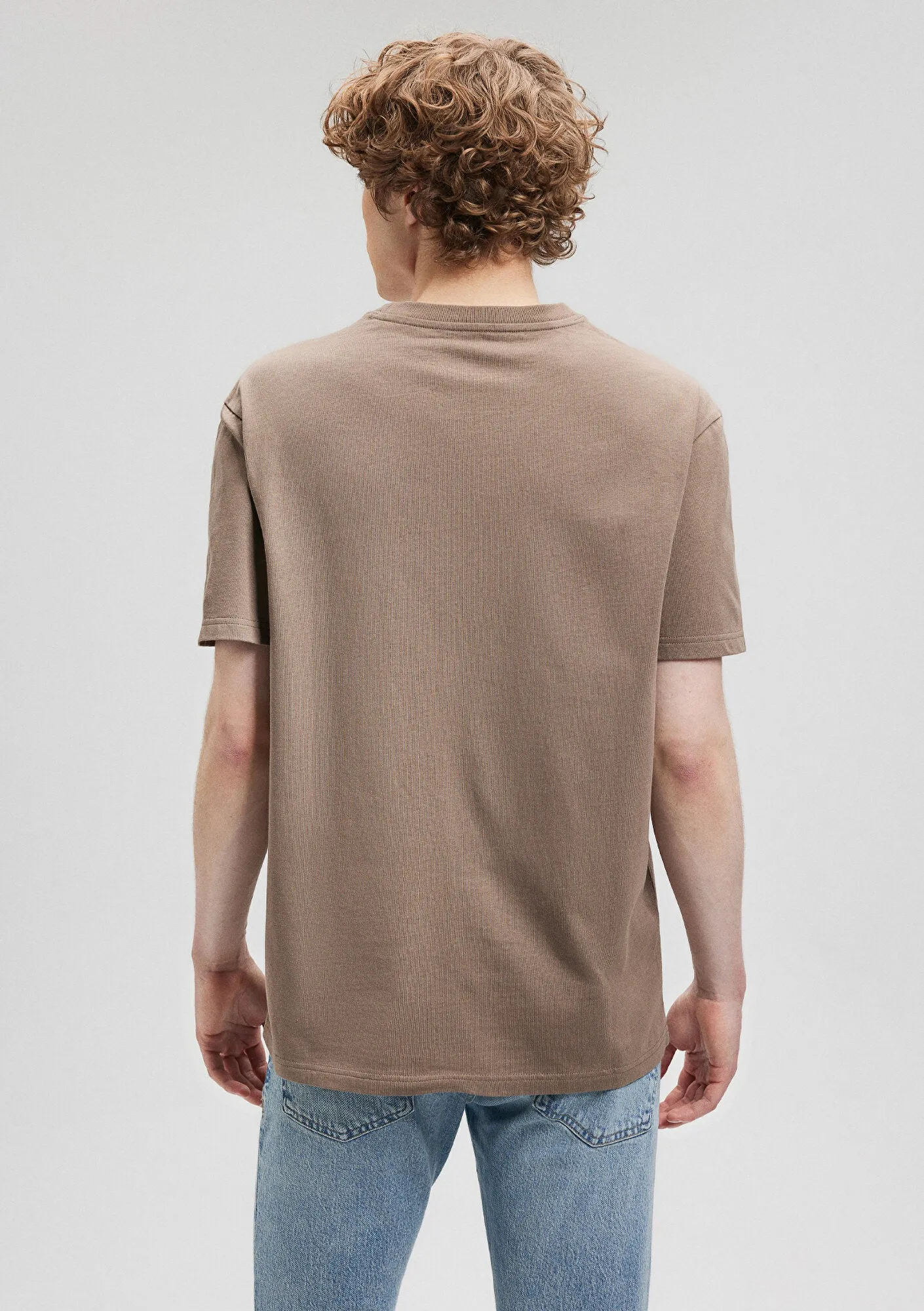 Crew Neck Brown Basic T-Shirt