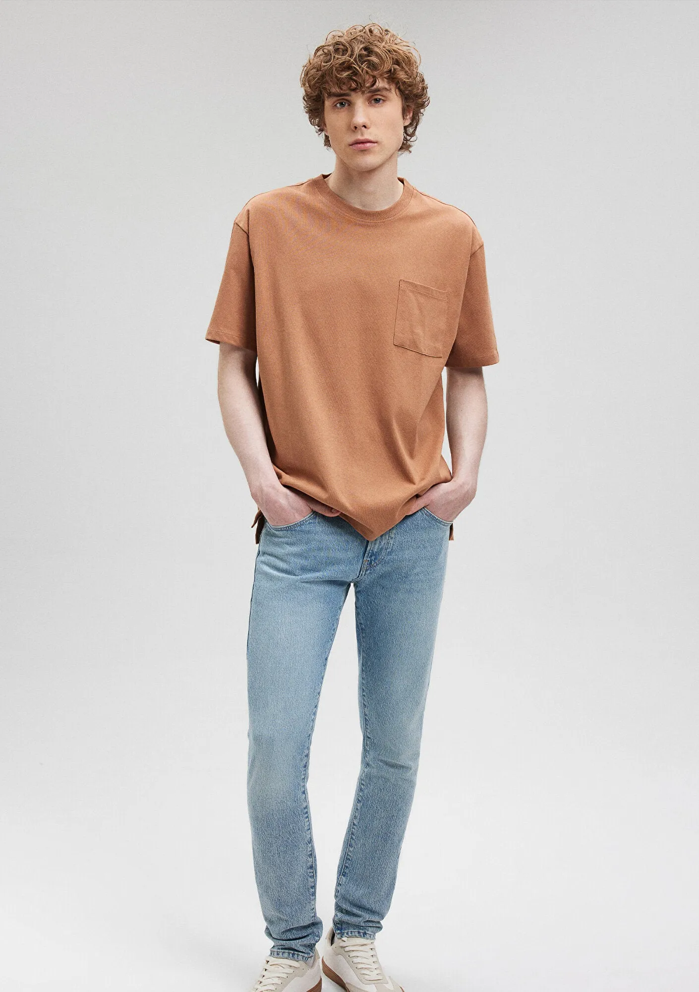 Crew Neck Brown Basic T-Shirt