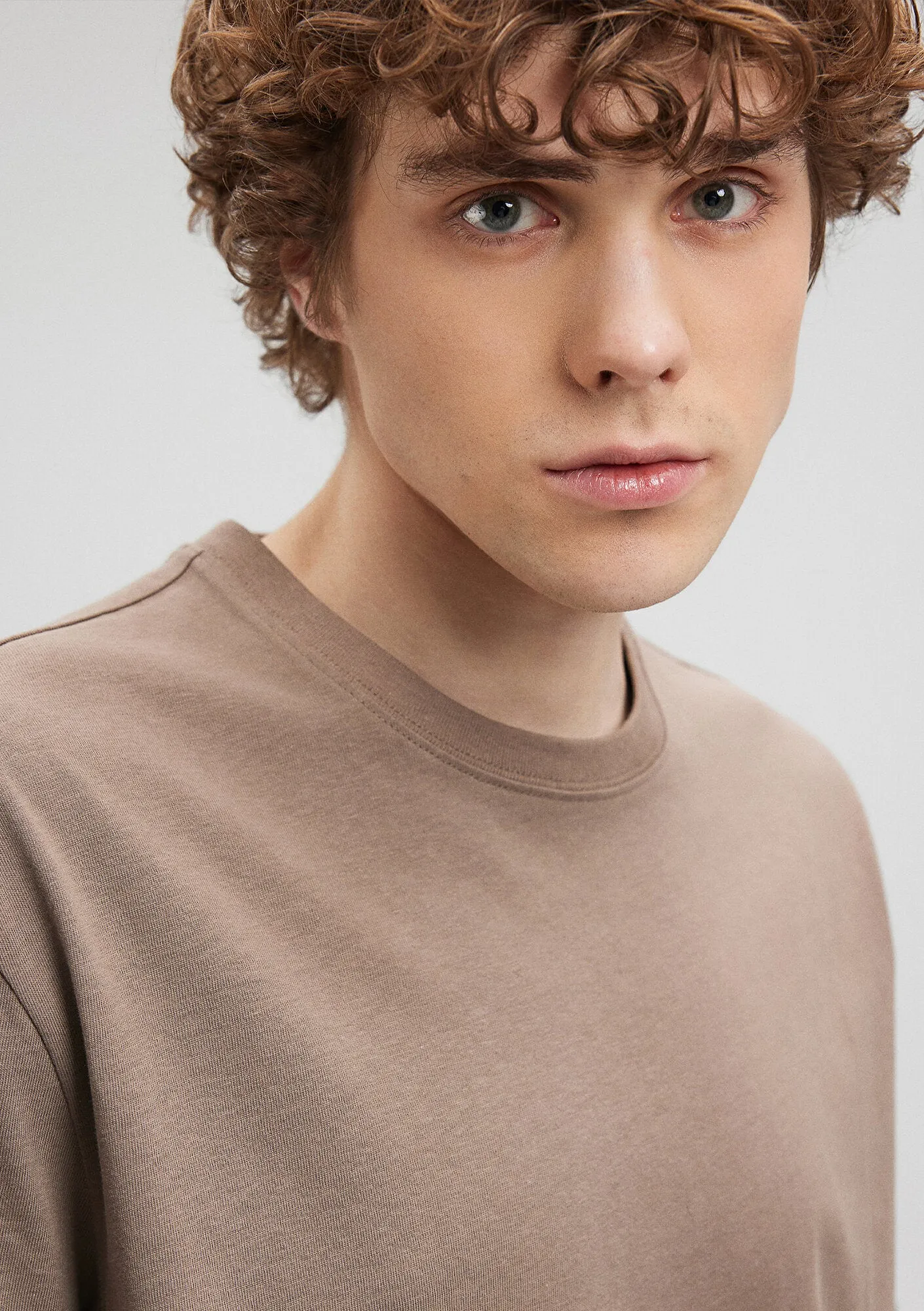 Crew Neck Brown Basic T-Shirt