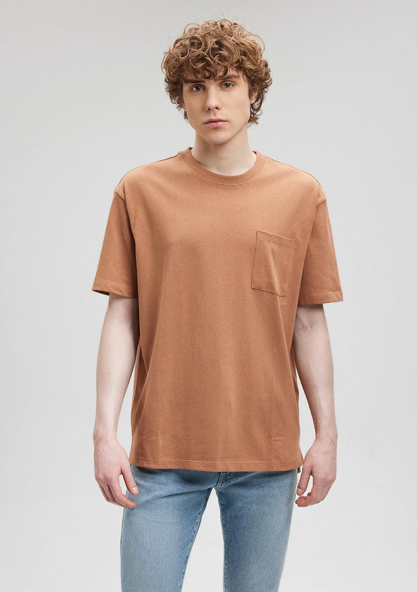 Crew Neck Brown Basic T-Shirt