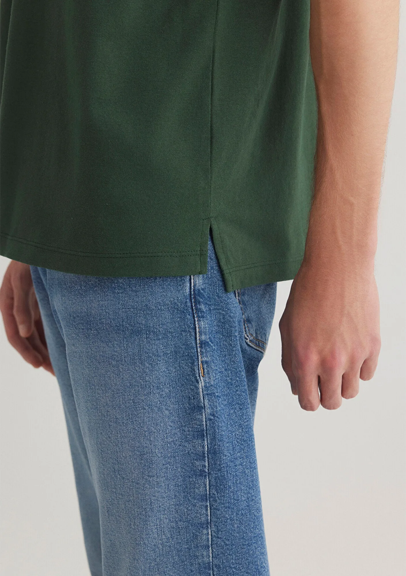 Crew Neck Green Basic T-Shirt