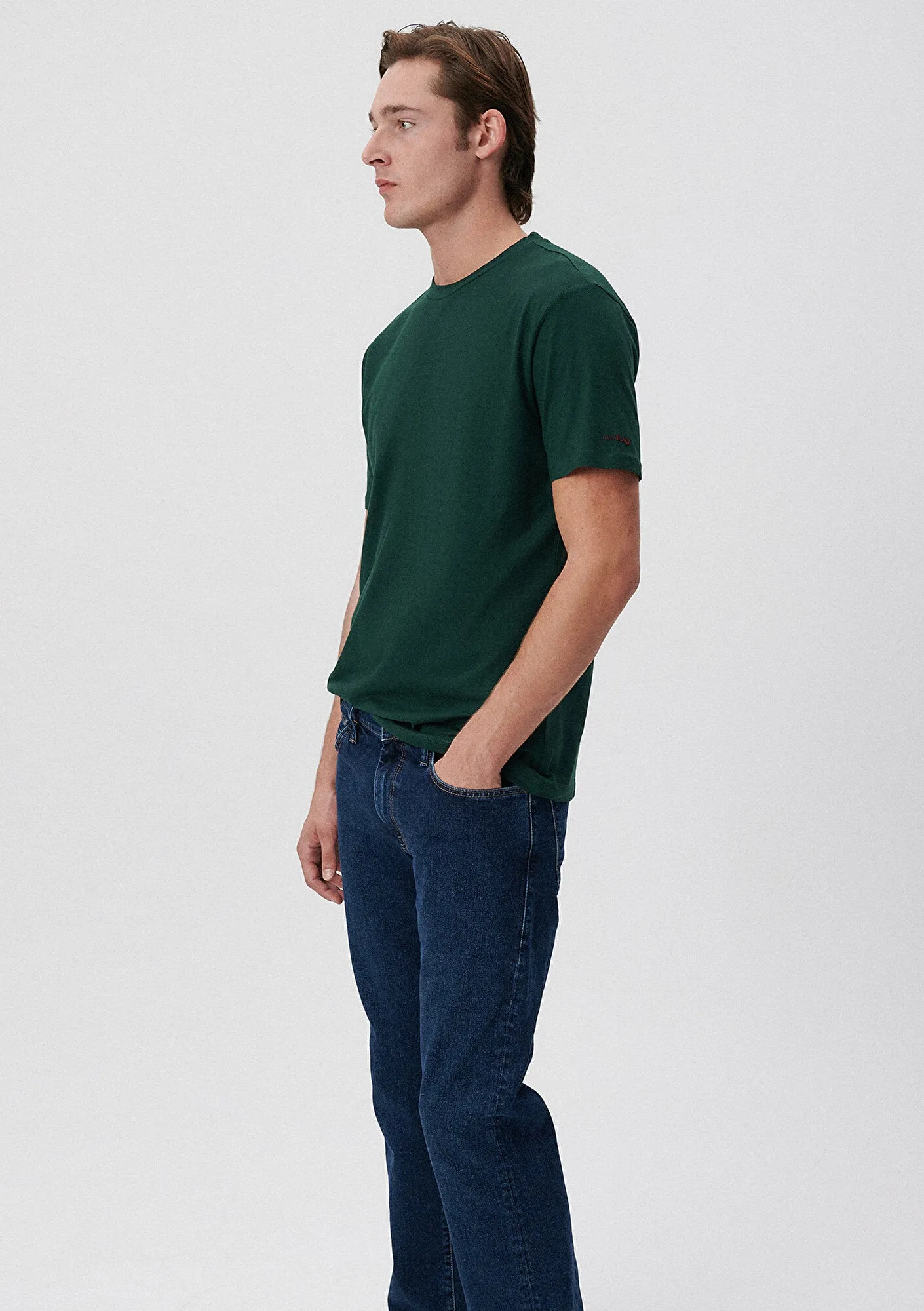 Crew Neck Green Basic T-Shirt
