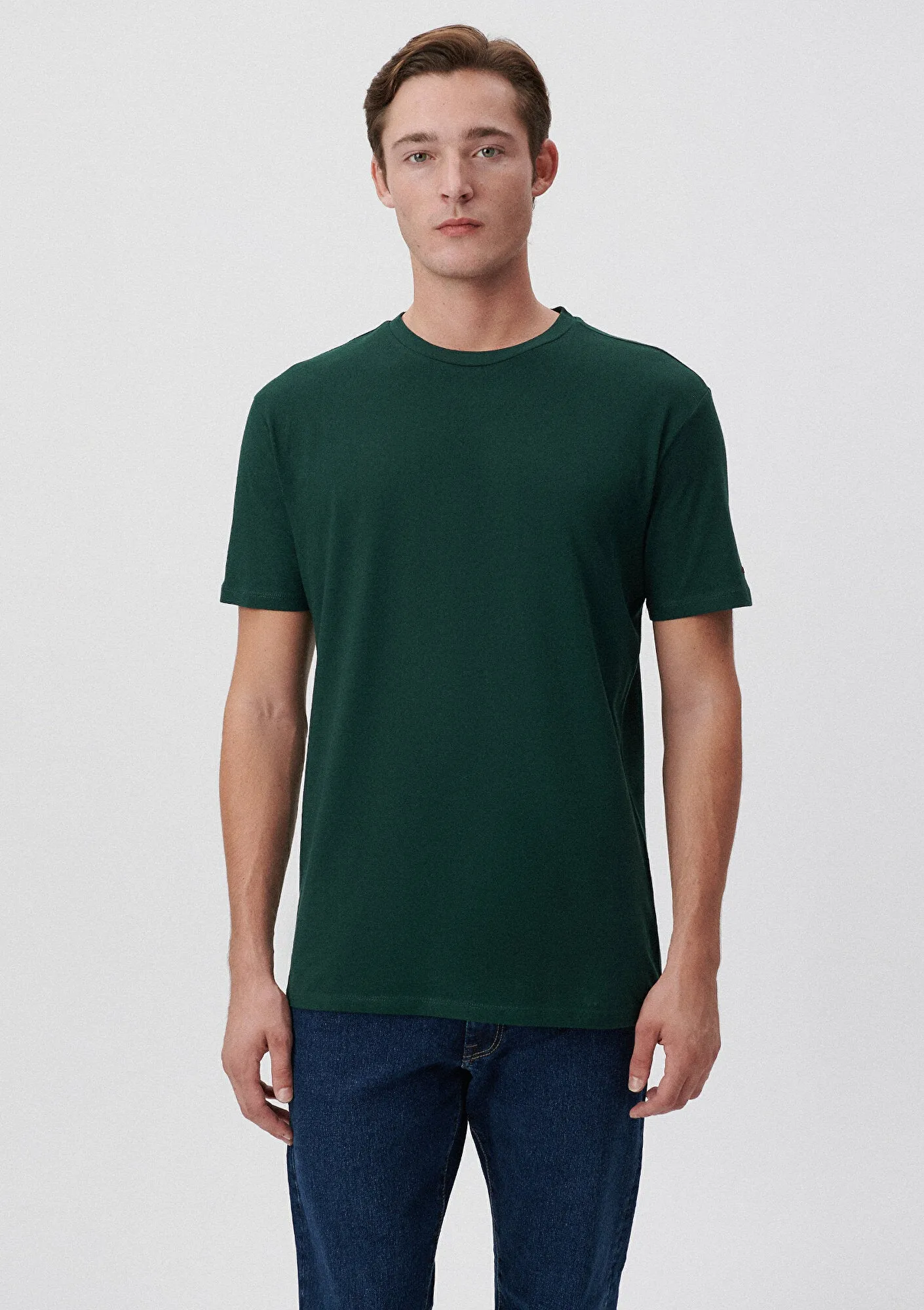 Crew Neck Green Basic T-Shirt
