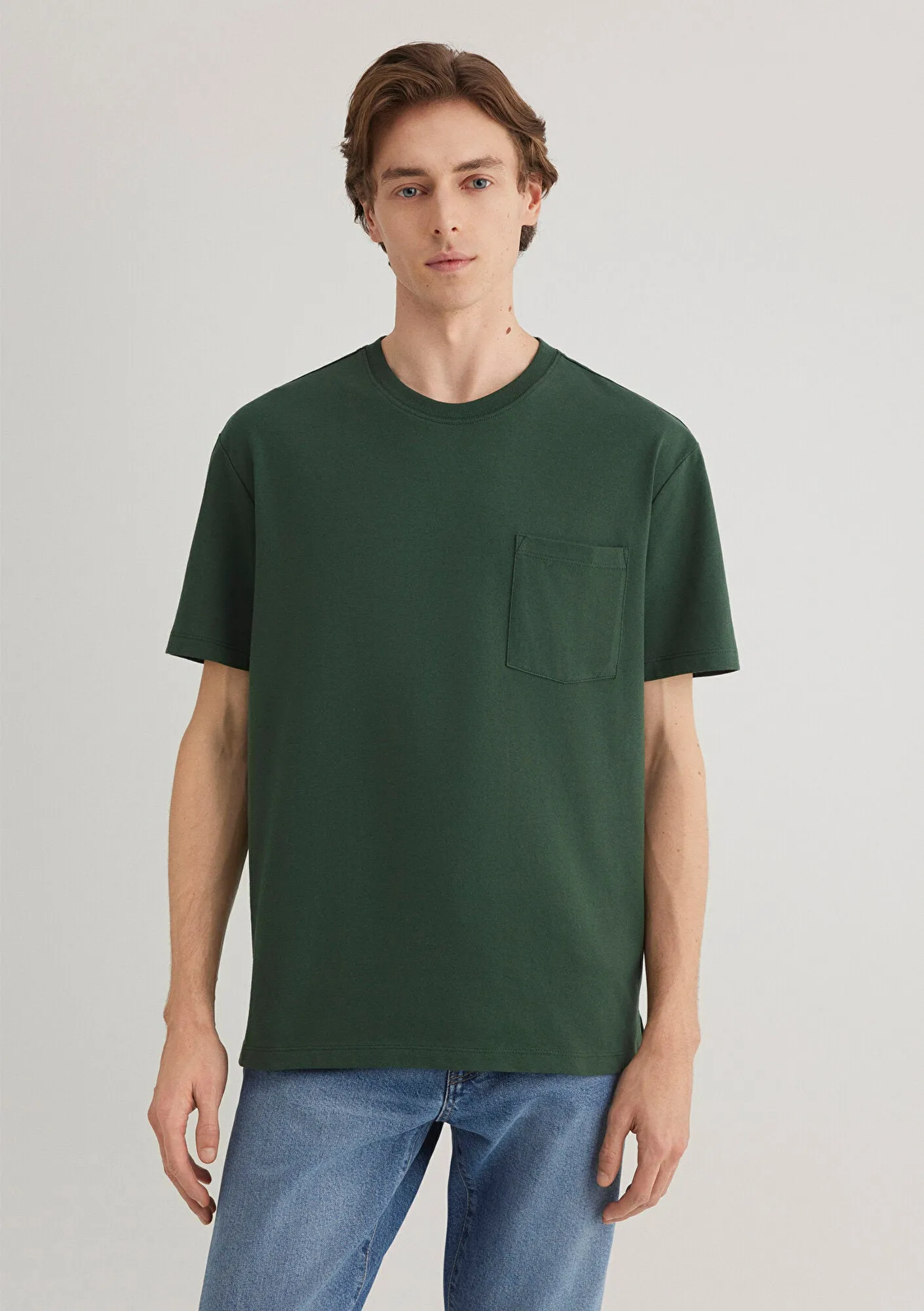 Crew Neck Green Basic T-Shirt