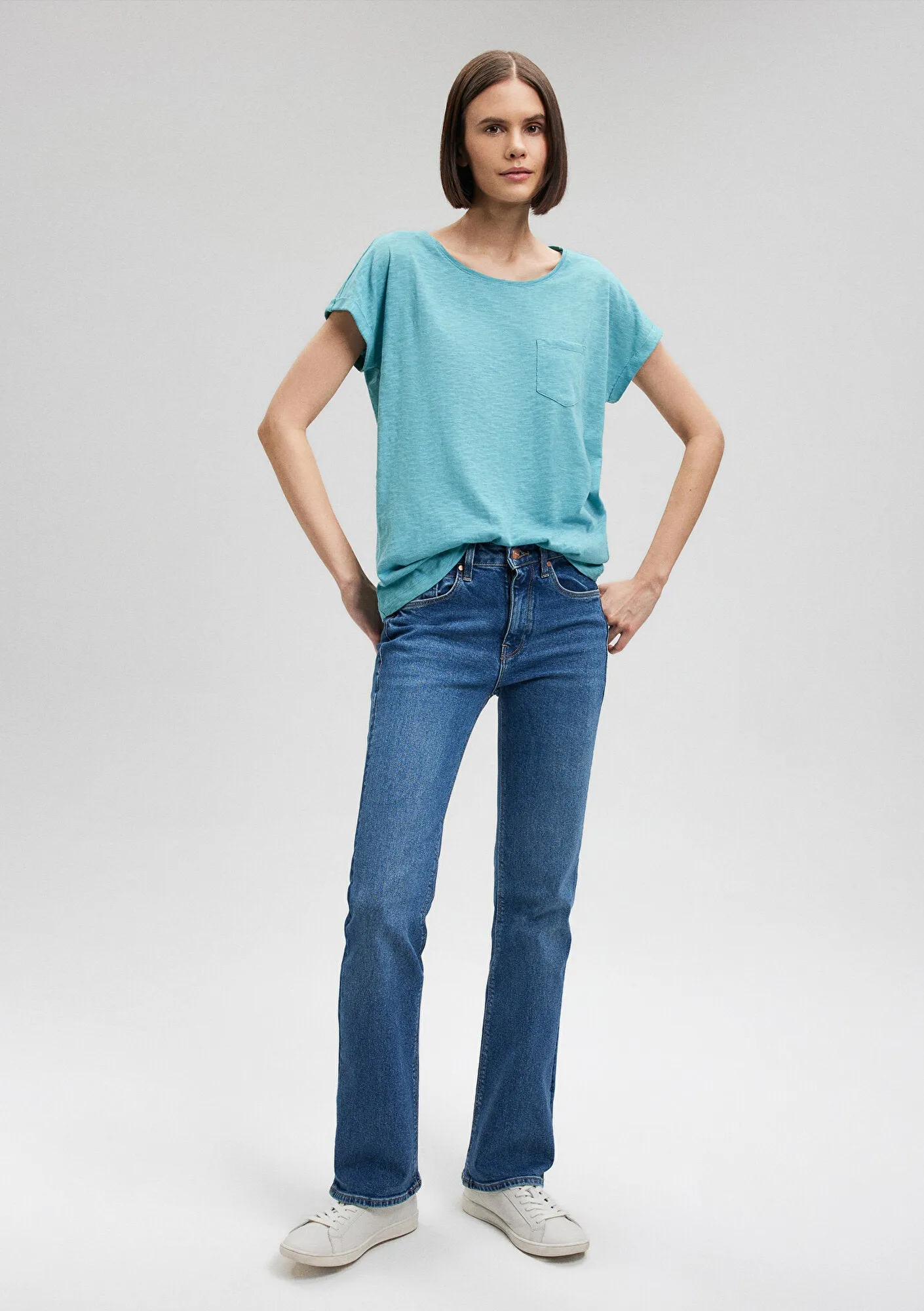 Crew Neck Green Basic T-Shirt