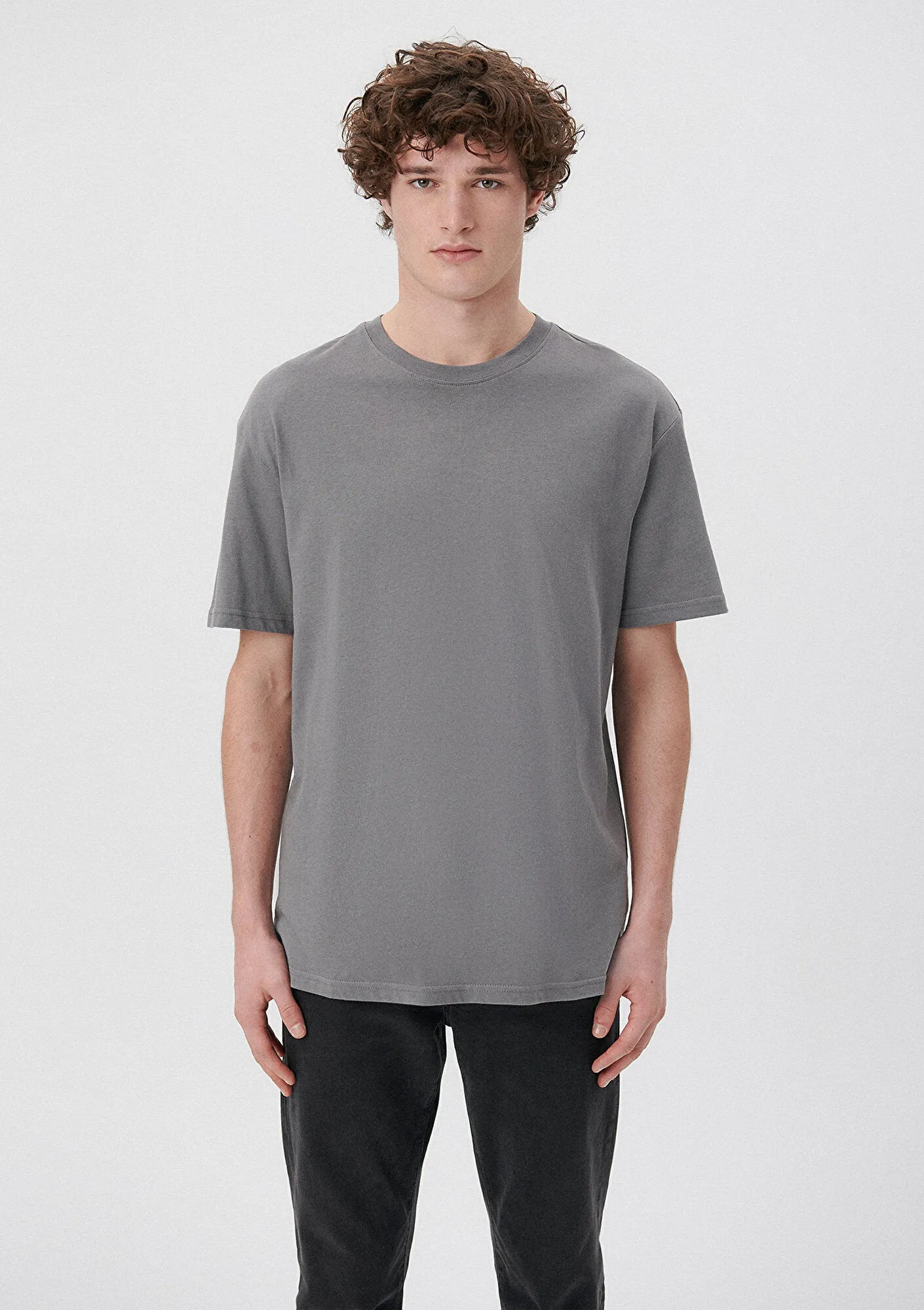 Crew Neck Grey Basic T-Shirt