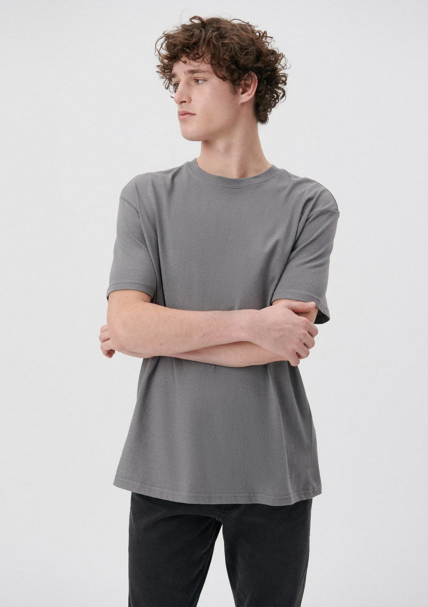 Crew Neck Grey Basic T-Shirt