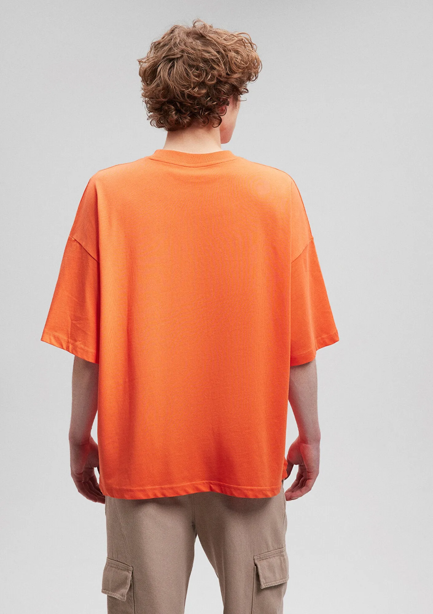 Crew Neck Orange Basic T-Shirt