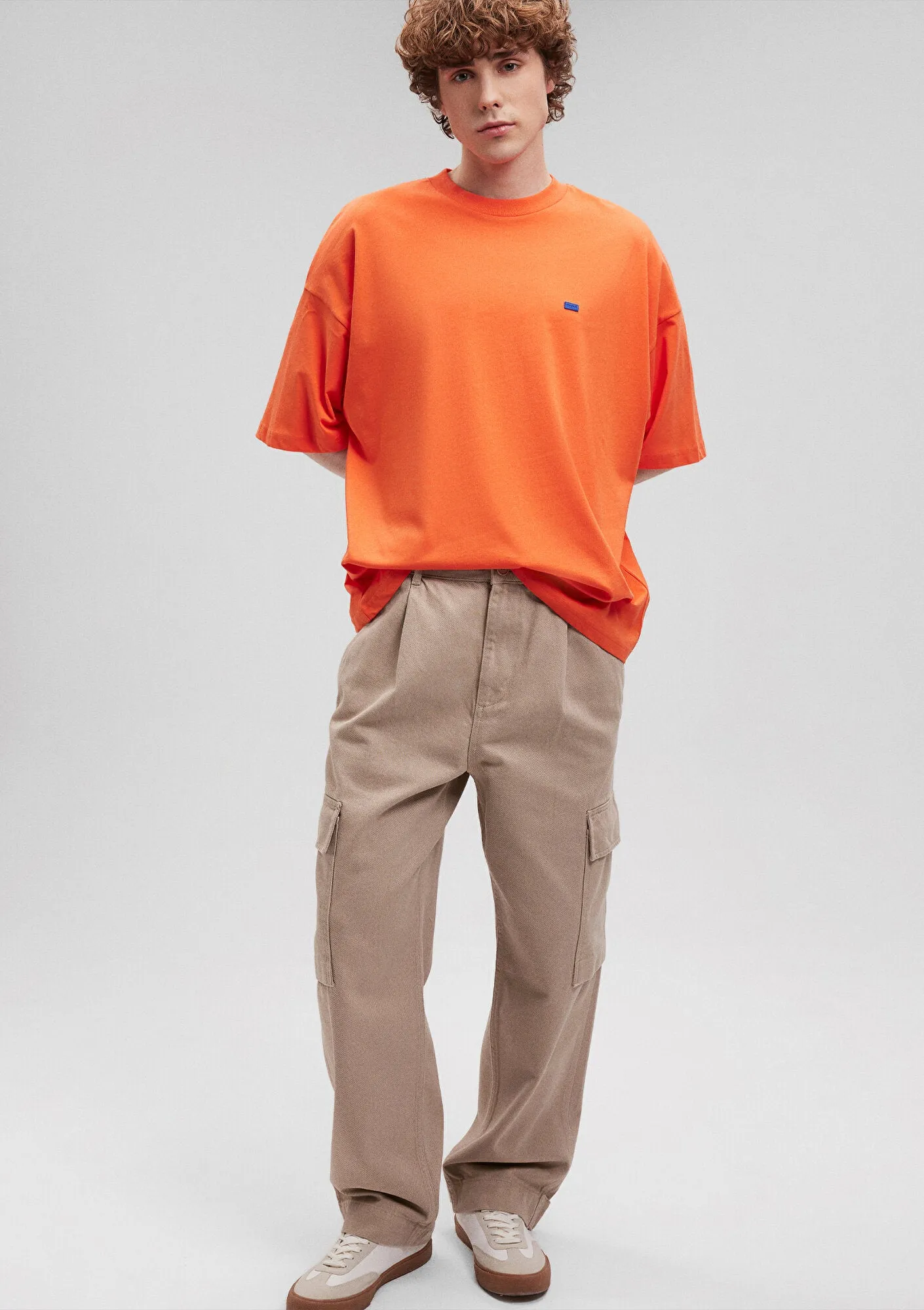 Crew Neck Orange Basic T-Shirt