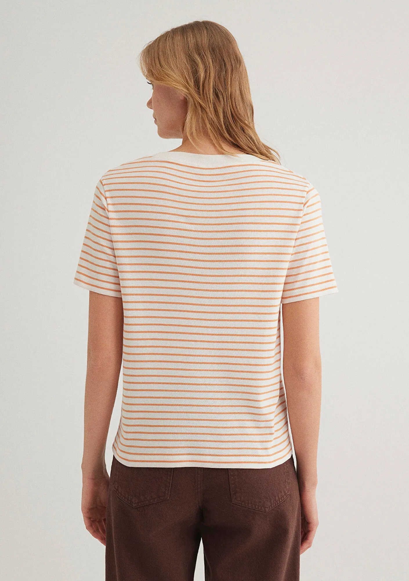 Crew Neck Orange Basic T-Shirt